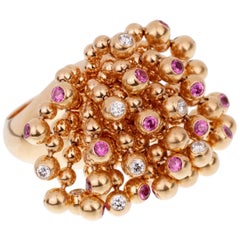 Cartier Paris Nouvelle Vague Pink Sapphire Diamond Rose Gold Ring