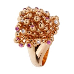 Bague en or rose avec saphir rose et diamant Cartier Paris Nouvelle Vague