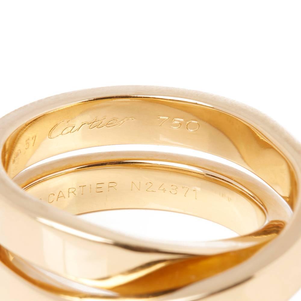 Women's or Men's Cartier 18 Karat Yellow Gold Crossover Paris Nouvelle Vague Ring