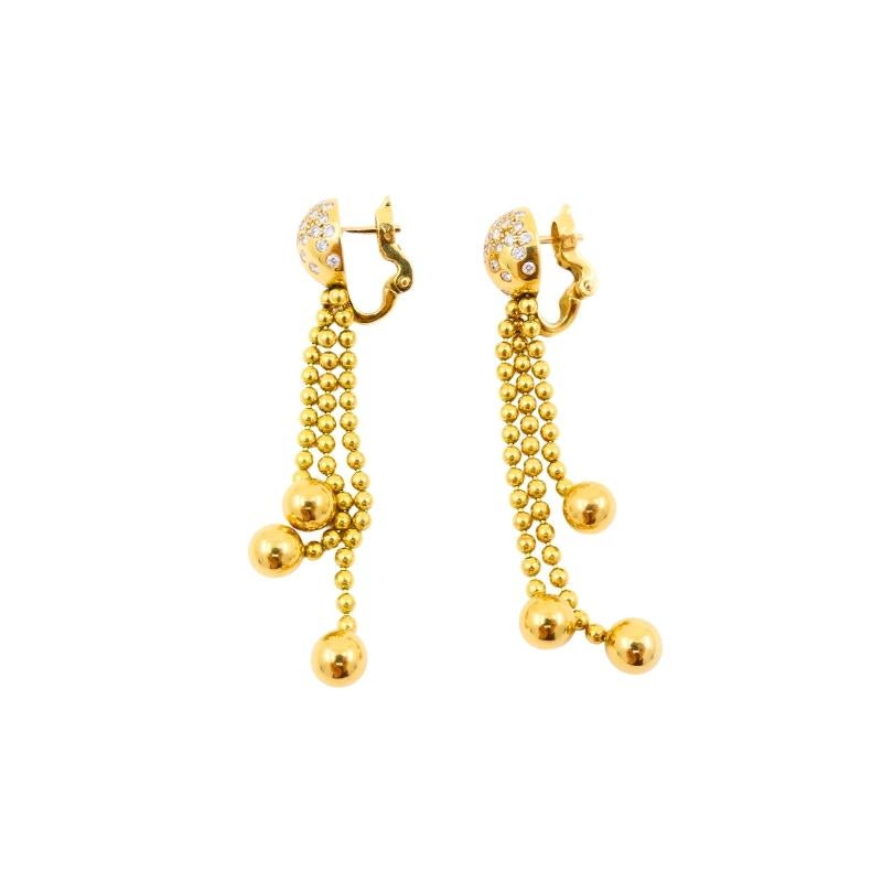 Cartier Paris Nouvelle Vague Tassel Earrings Gold Diamond In Excellent Condition In Beverly Hills, CA