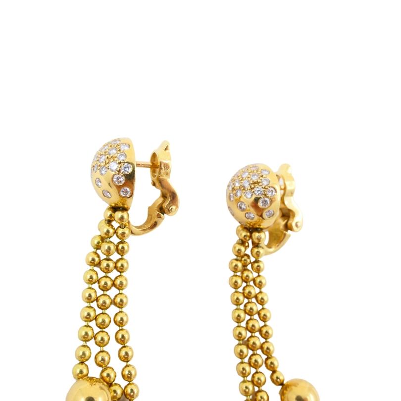 Women's Cartier Paris Nouvelle Vague Tassel Earrings Gold Diamond