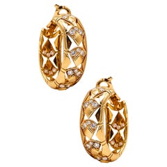 Cartier Paris Oval Hoops Earrings in 18Kt Yellow Gold with 2.84 Cts VVS Diamonds