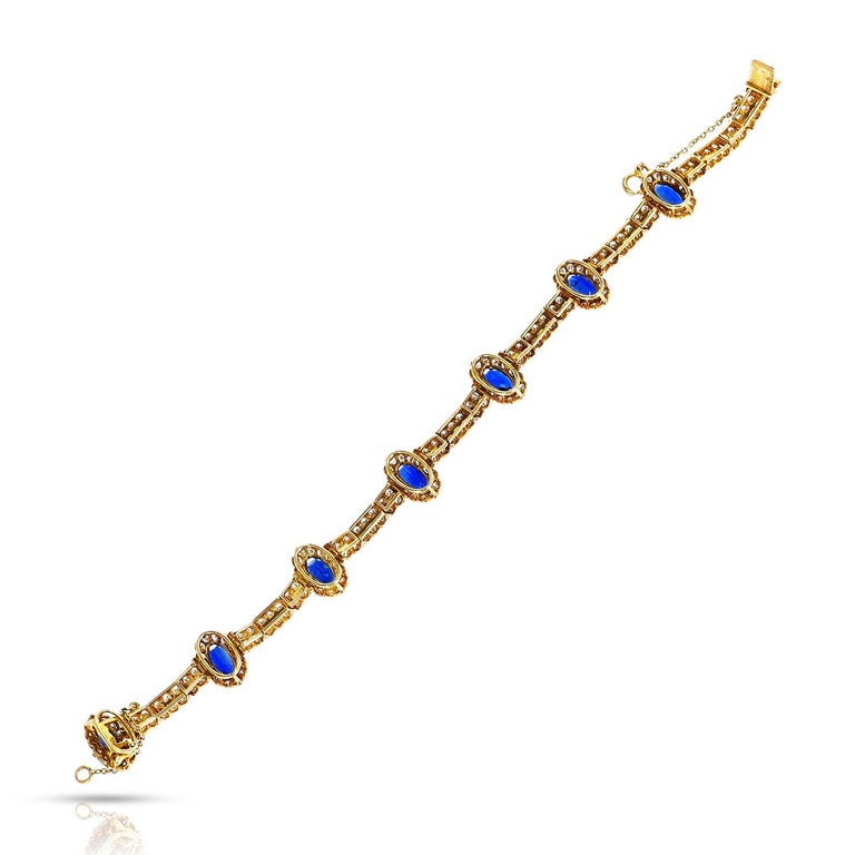 Oval Cut Cartier Paris Oval Sapphire and Diamond Bracelet, 18k For Sale