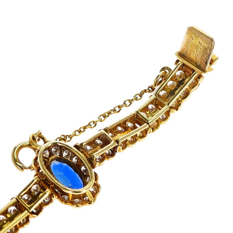 Cartier Paris Oval Sapphire and Diamond Bracelet, 18k In Excellent Condition For Sale In New York, NY