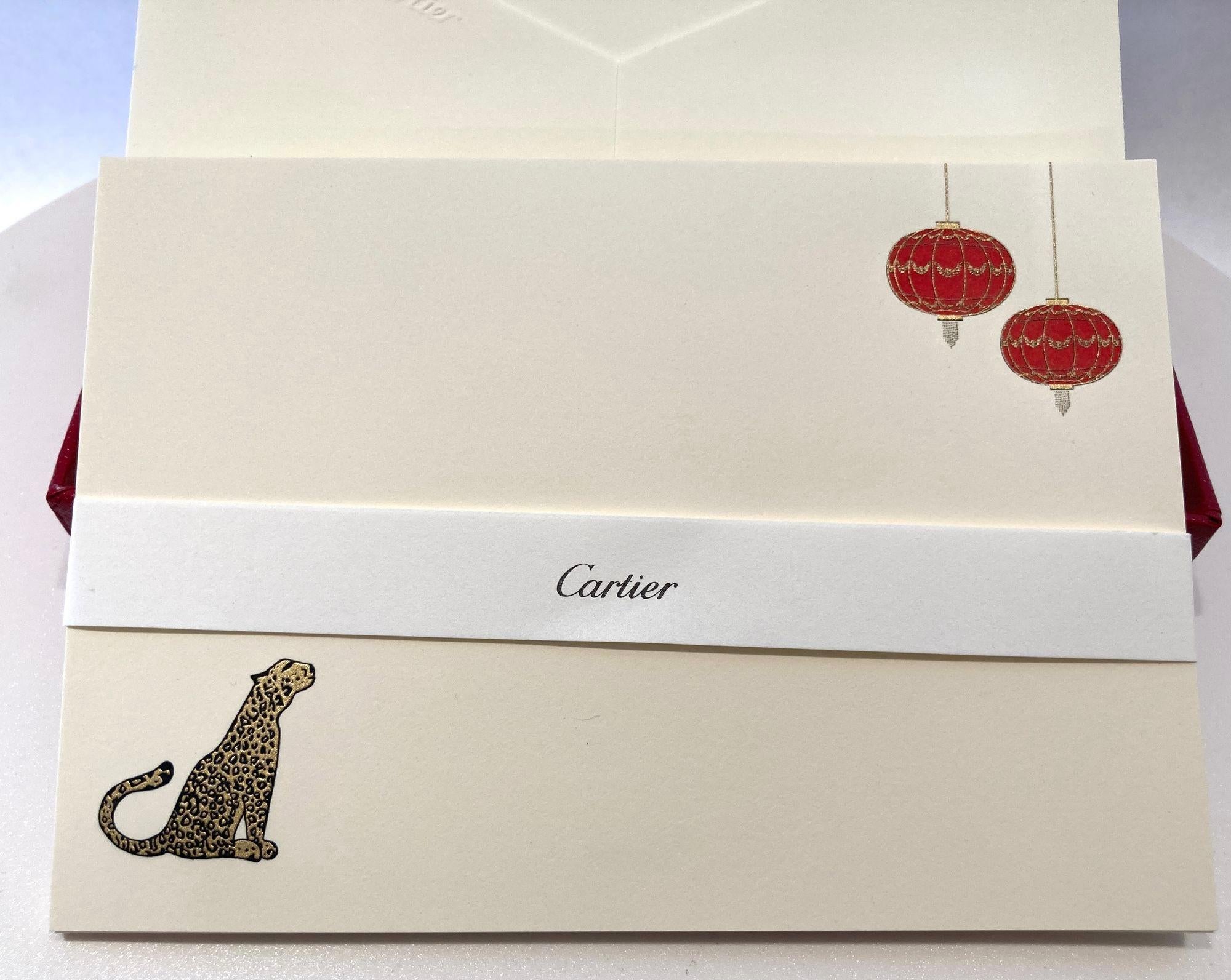 Cartier Paris Panther Design Karte und Umschlag Luxusset Schreibtisch Schreibwaren (Anglo-indisch) im Angebot