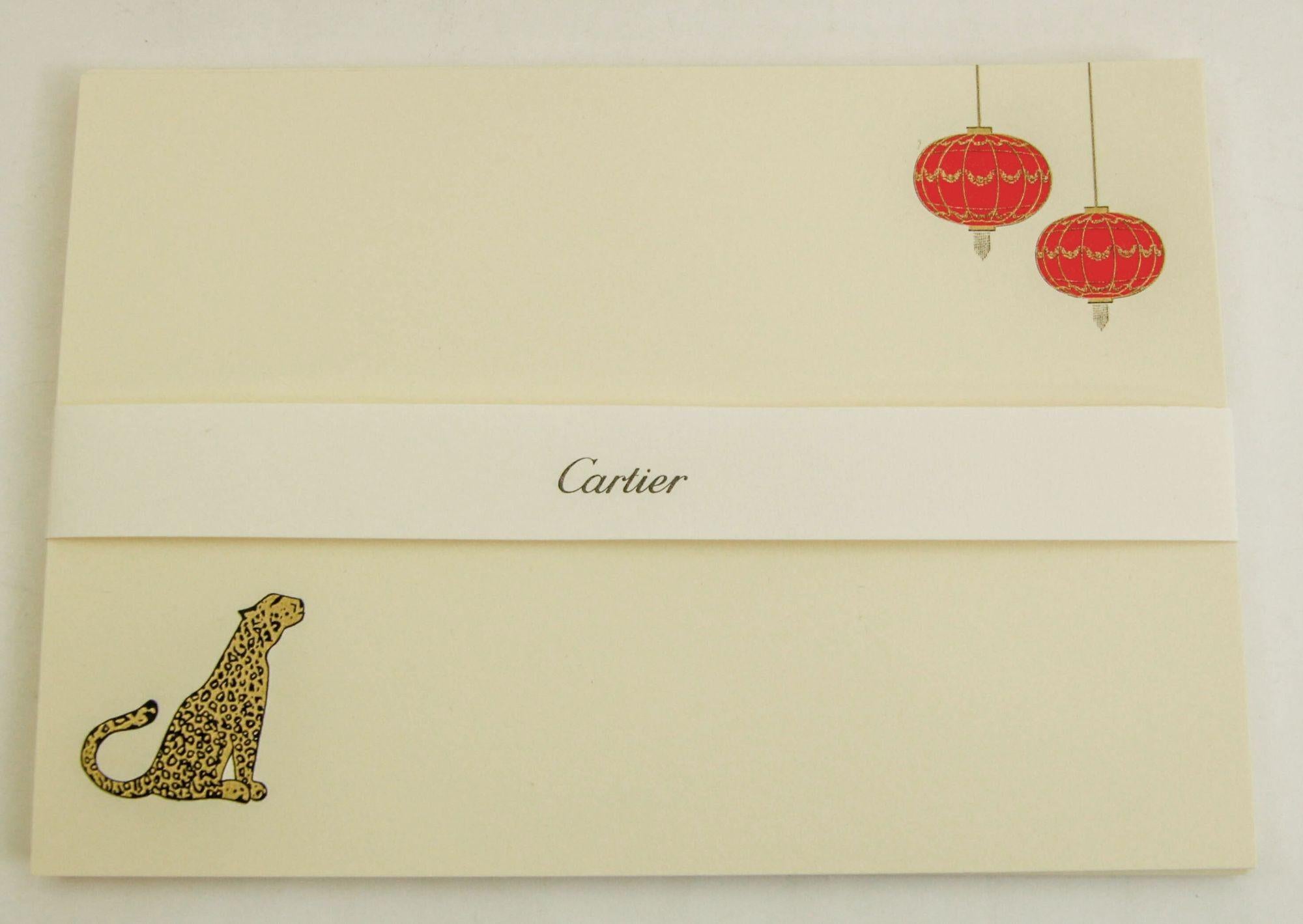 Cartier Paris Panther Design Karte und Umschlag Luxusset Schreibtisch Schreibwaren im Angebot 1