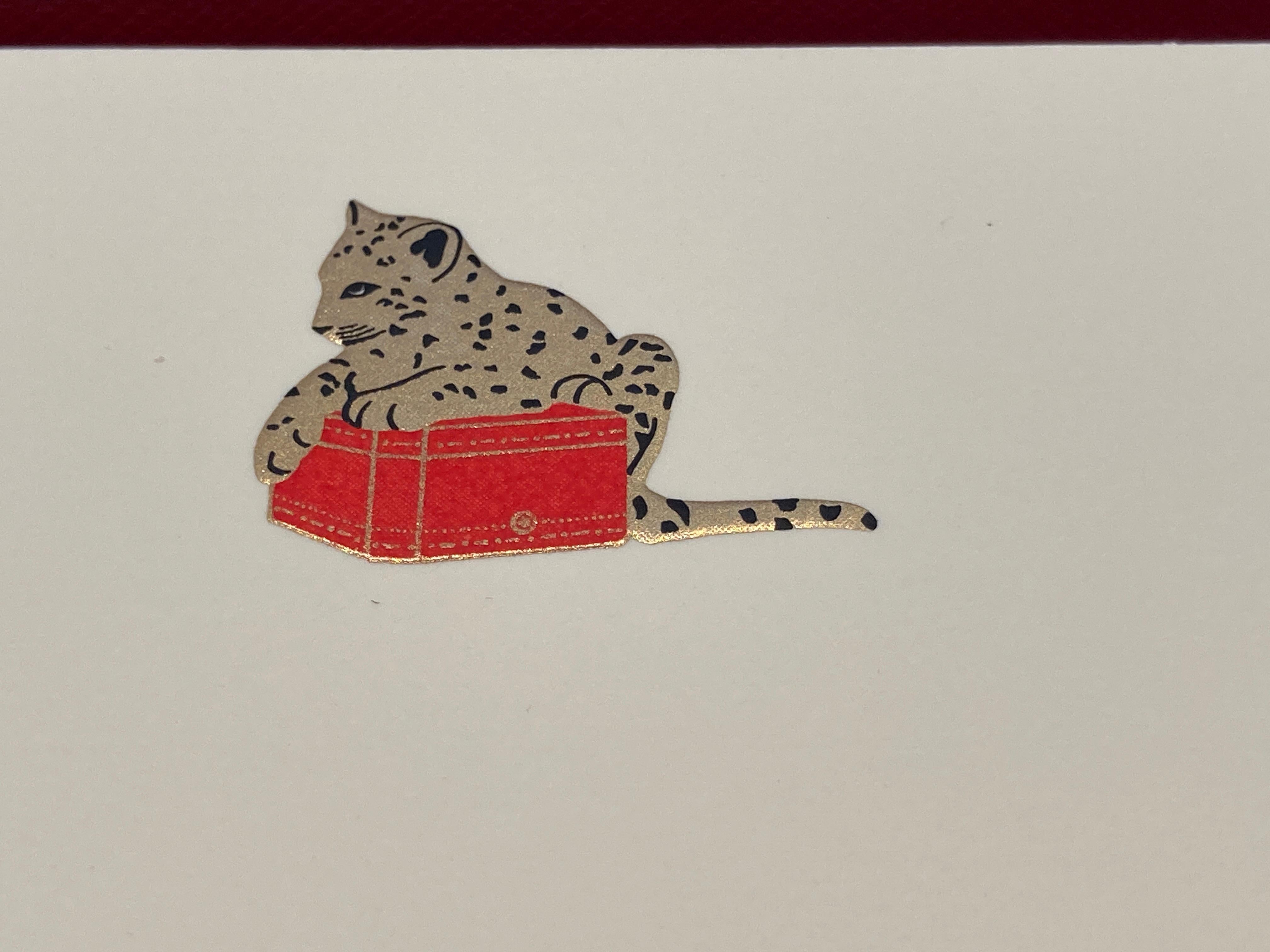 Cartier Paris Panther Design Karte und Umschlag Set Luxus Schreibtisch Schreibwaren (Beige) im Angebot