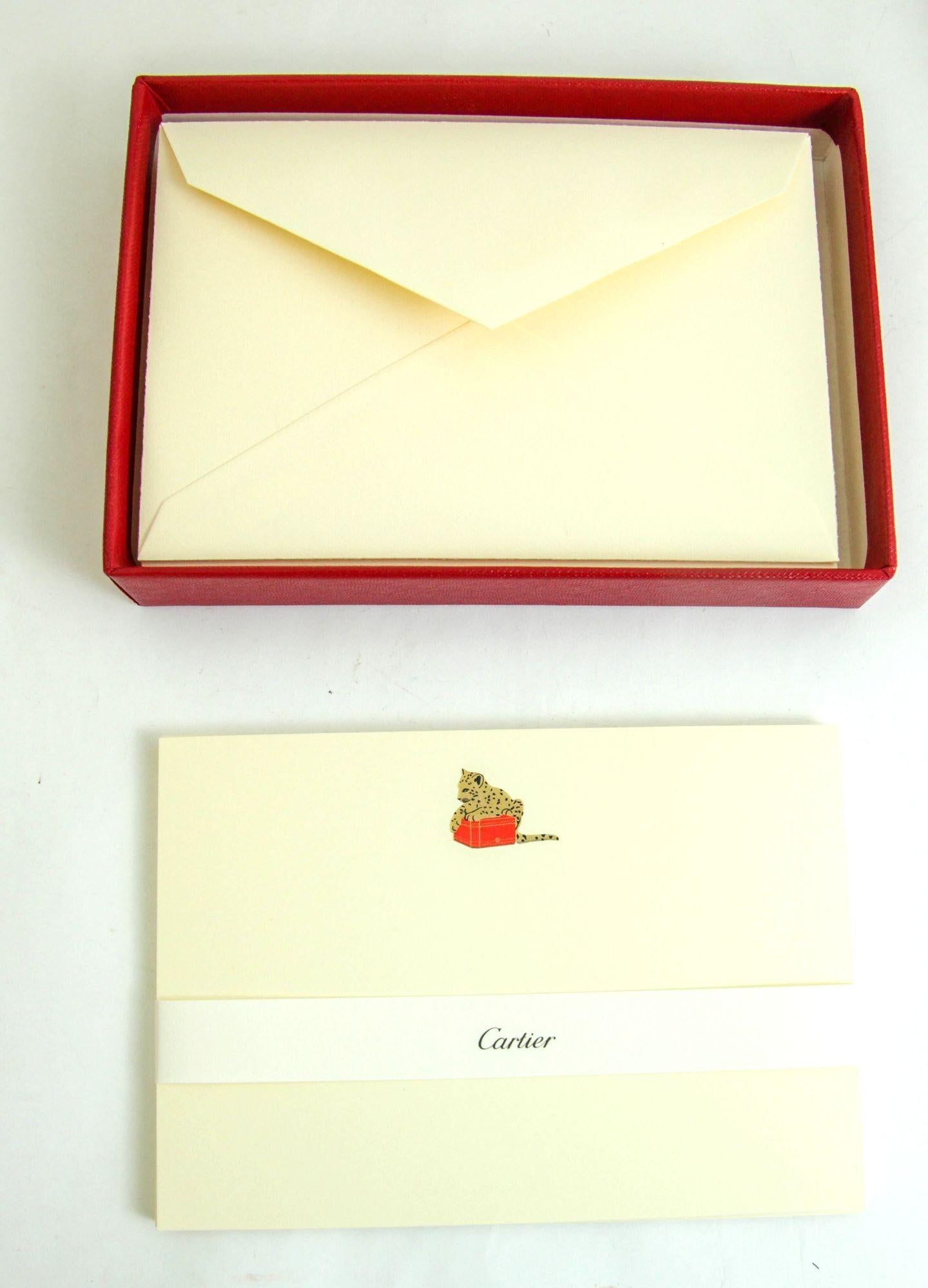 Cartier Paris Panther Design Karte und Umschlag Set Luxus Schreibtisch Schreibwaren im Zustand „Gut“ im Angebot in North Hollywood, CA