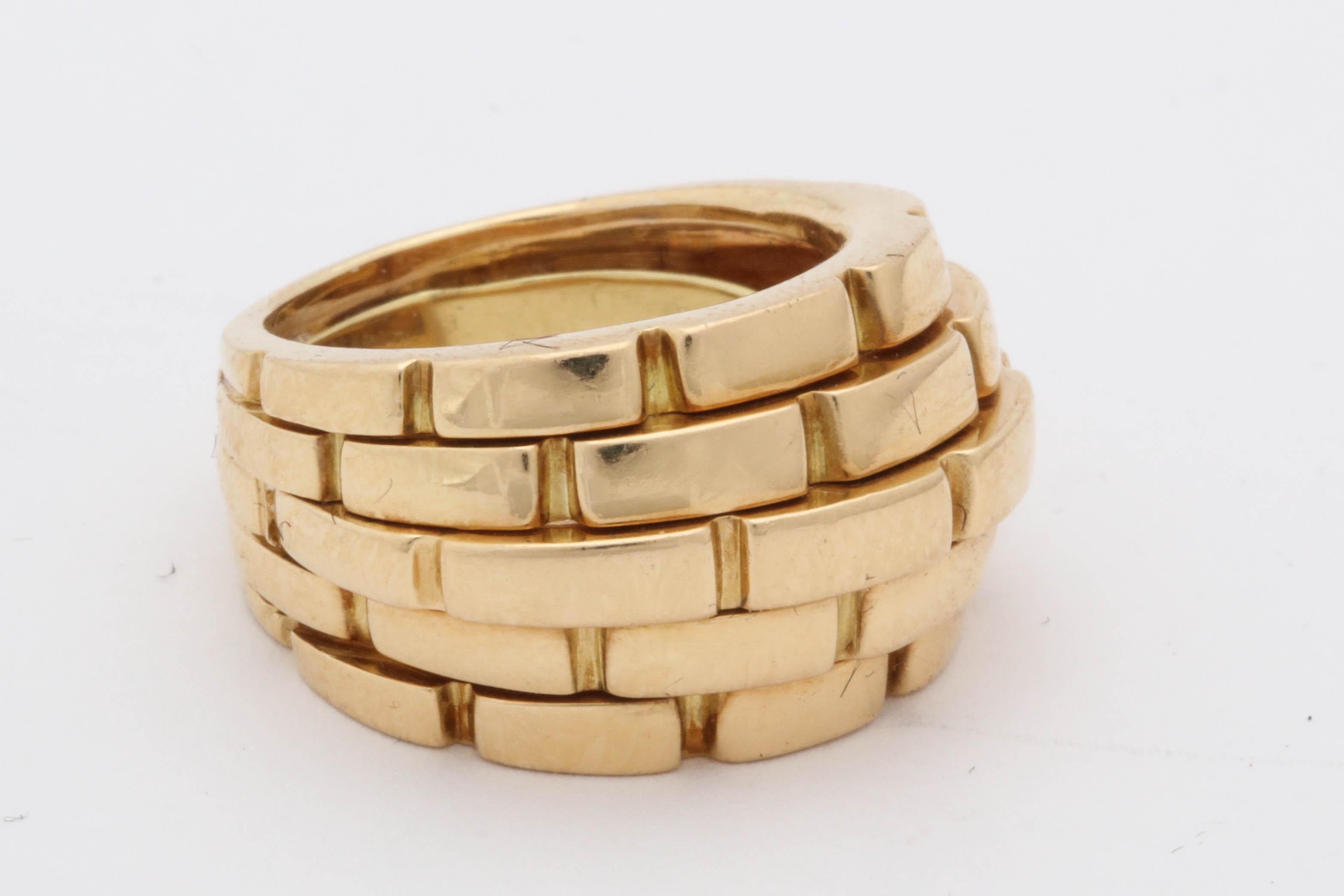 Women's Cartier Paris Panther Link Design Bombe Gold Ring