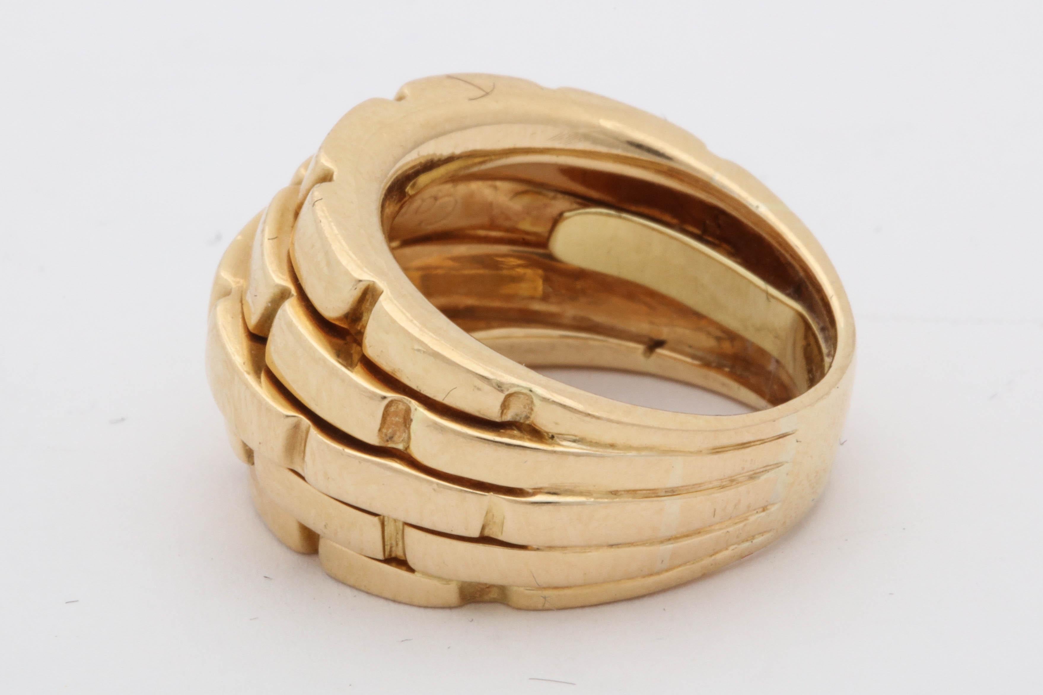 Cartier Paris Panther Link Design Bombe Gold Ring 1