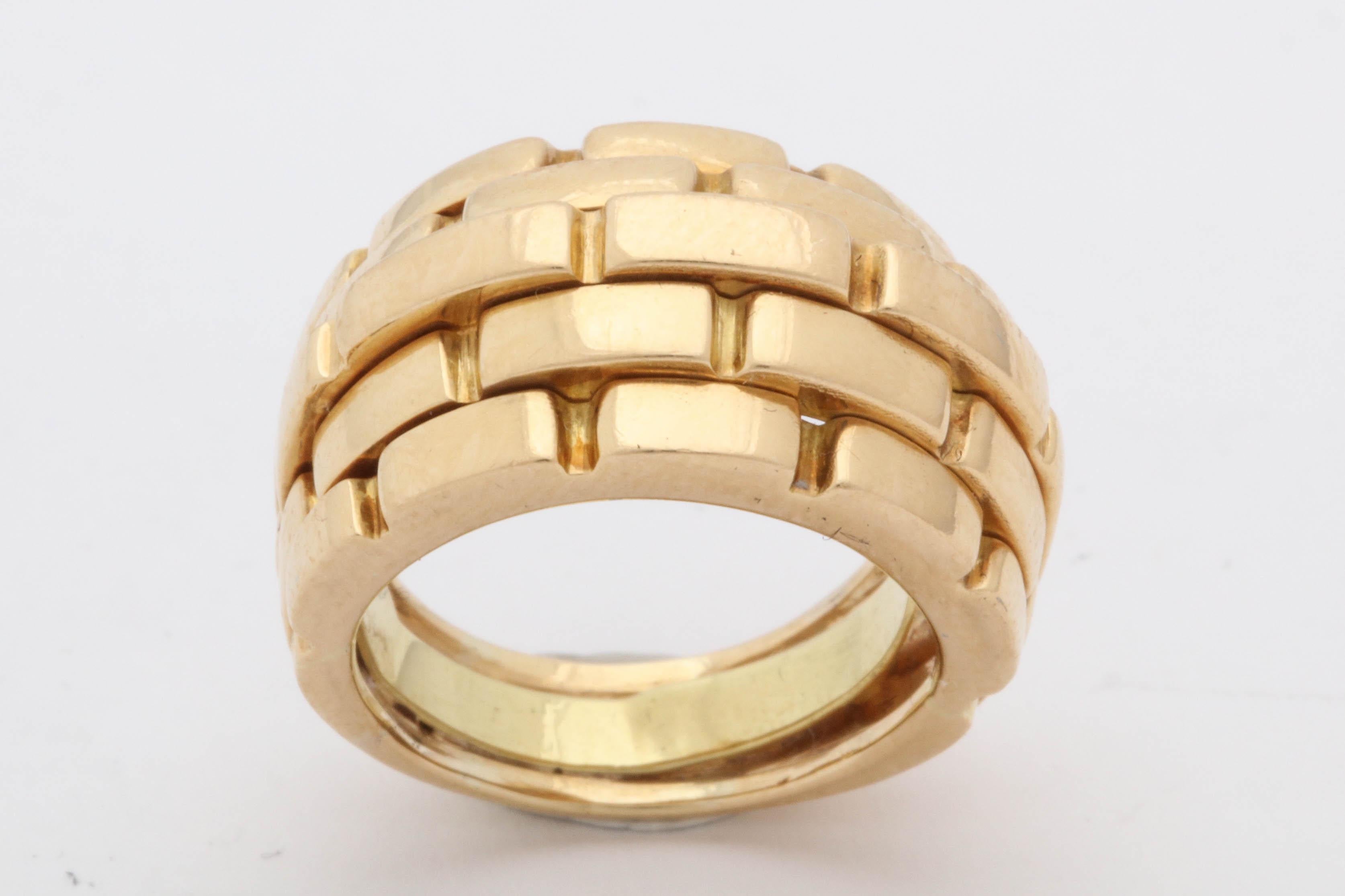 Cartier Paris Panther Link Design Bombe Gold Ring 4