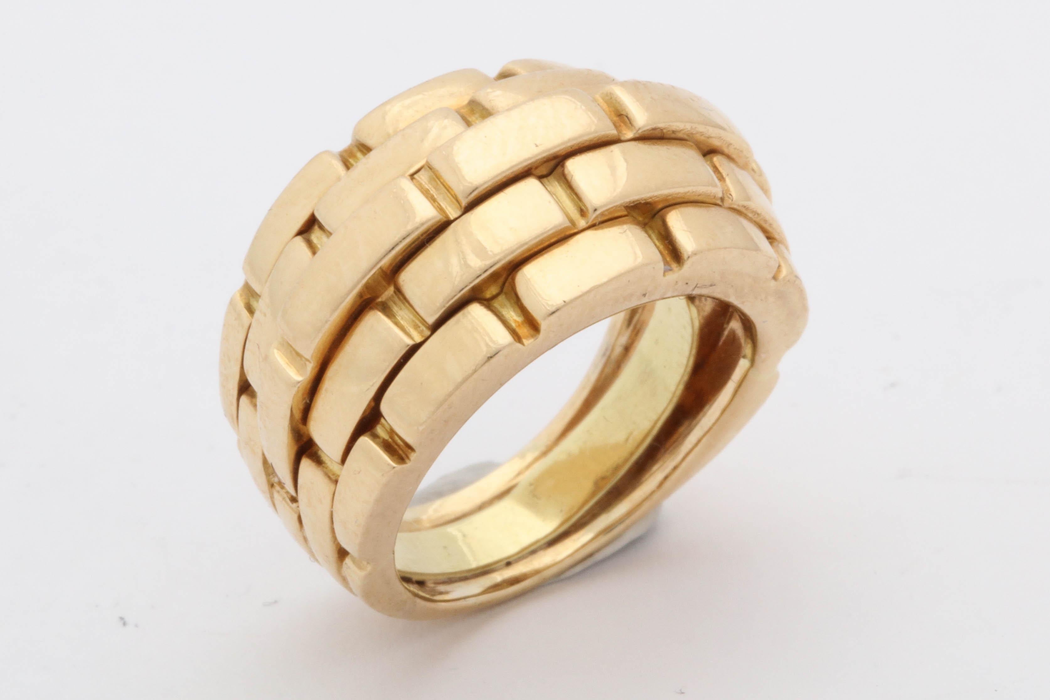 Cartier Paris Panther Link Design Bombe Gold Ring 5