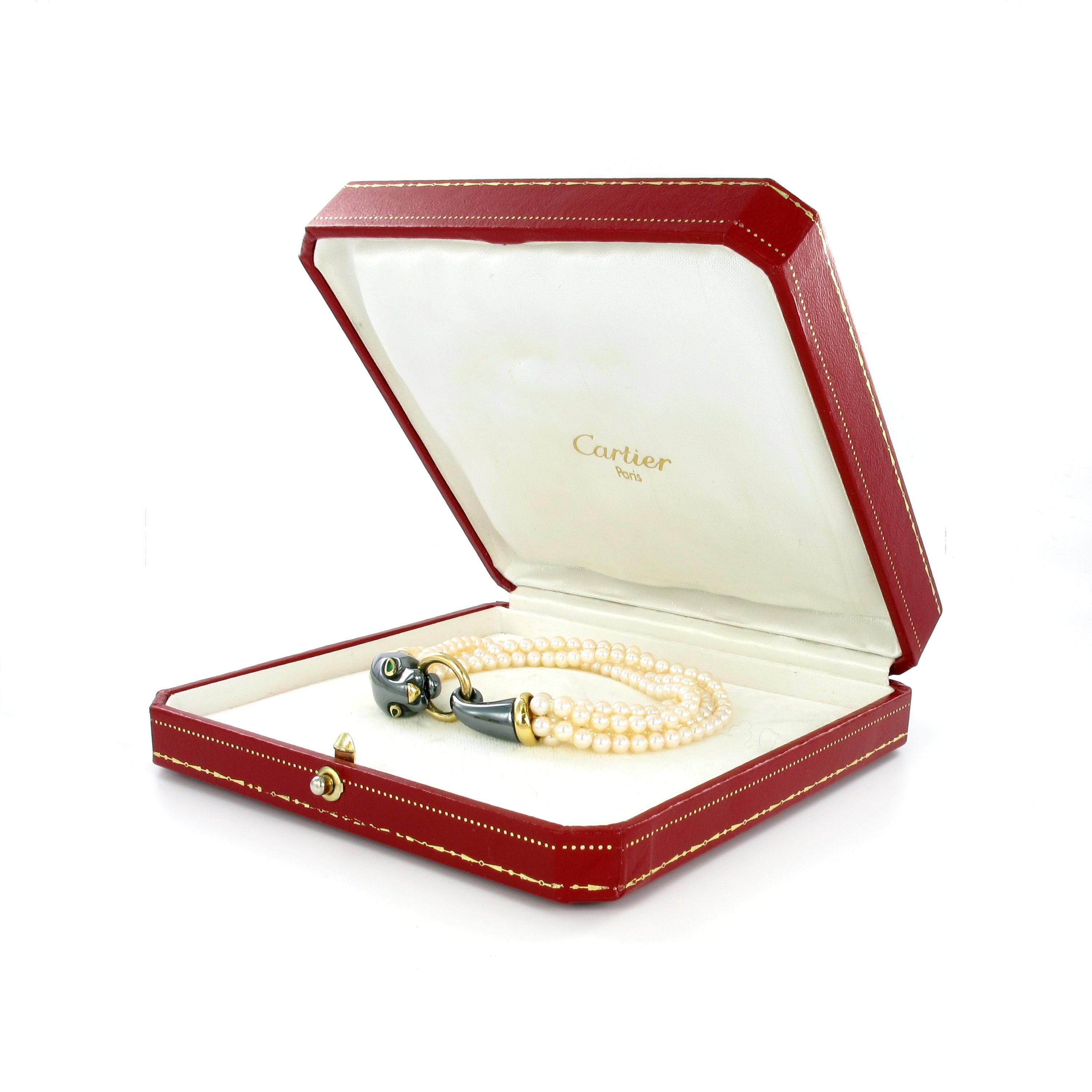 Cartier Paris Panther Silverium Gold and Pearl Bracelet In Good Condition In Lucerne, CH