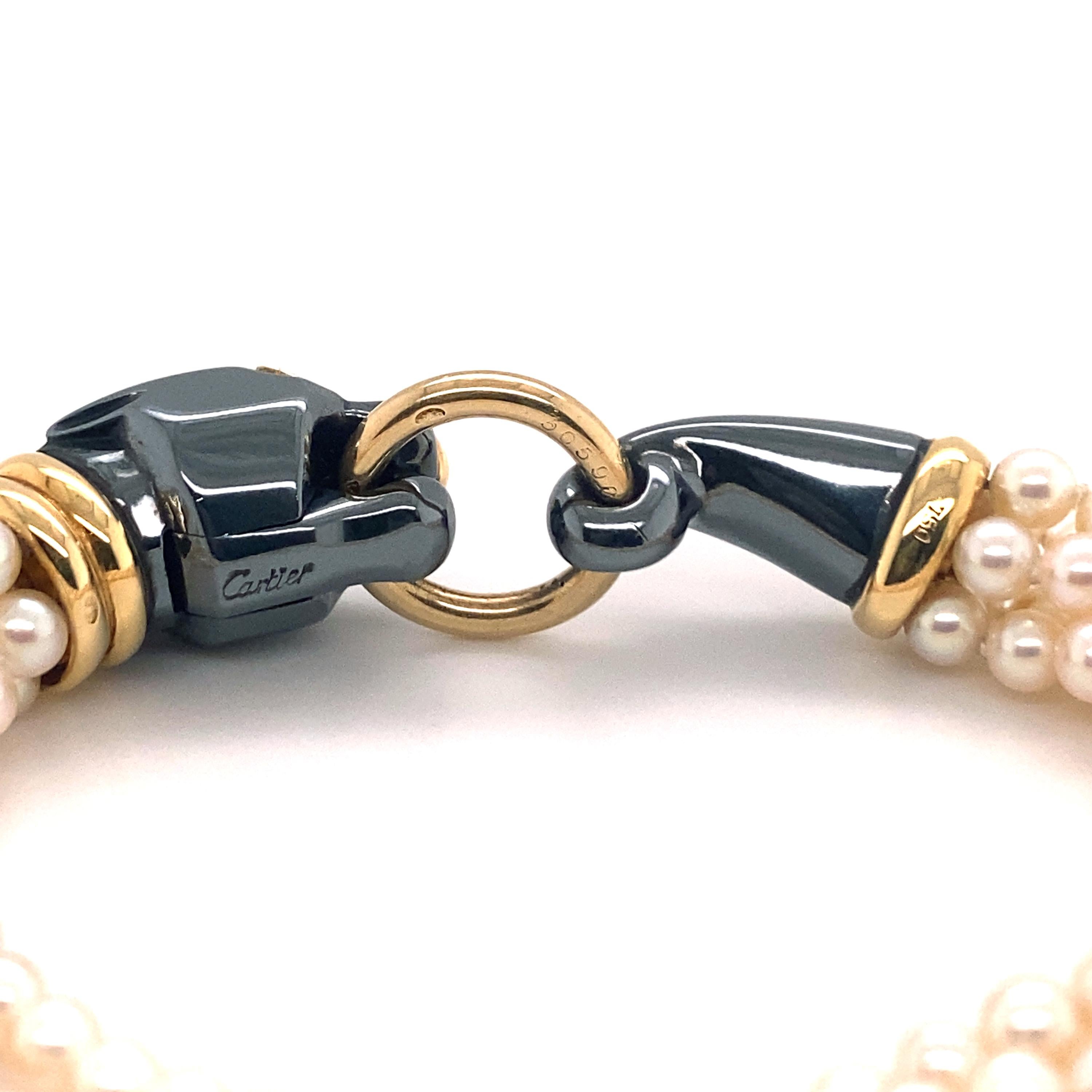 Men's Cartier Paris Panther Silverium Gold and Pearl Bracelet