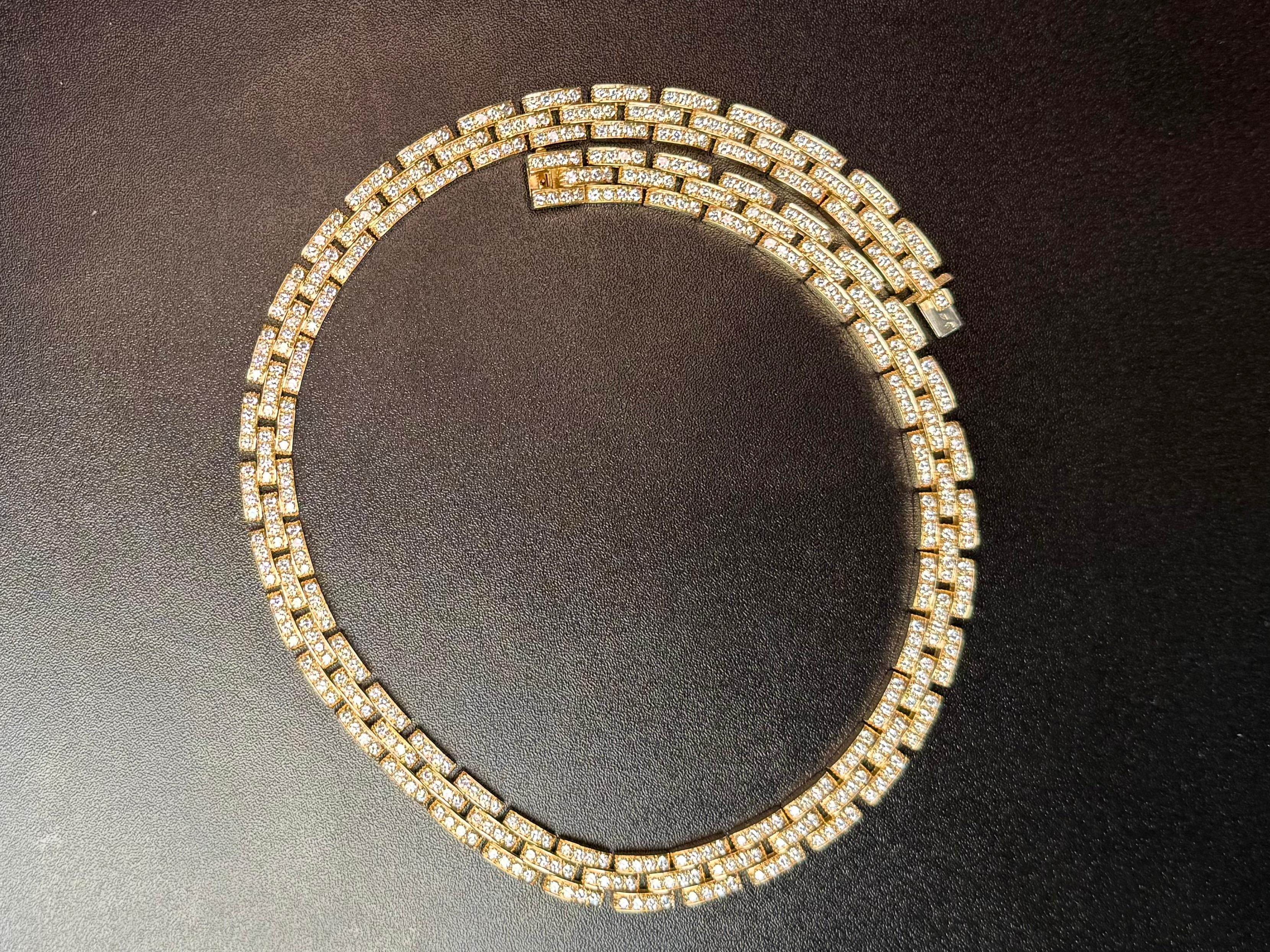 Collier de diamants Panthère de Cartier Paris Or jaune en vente 6