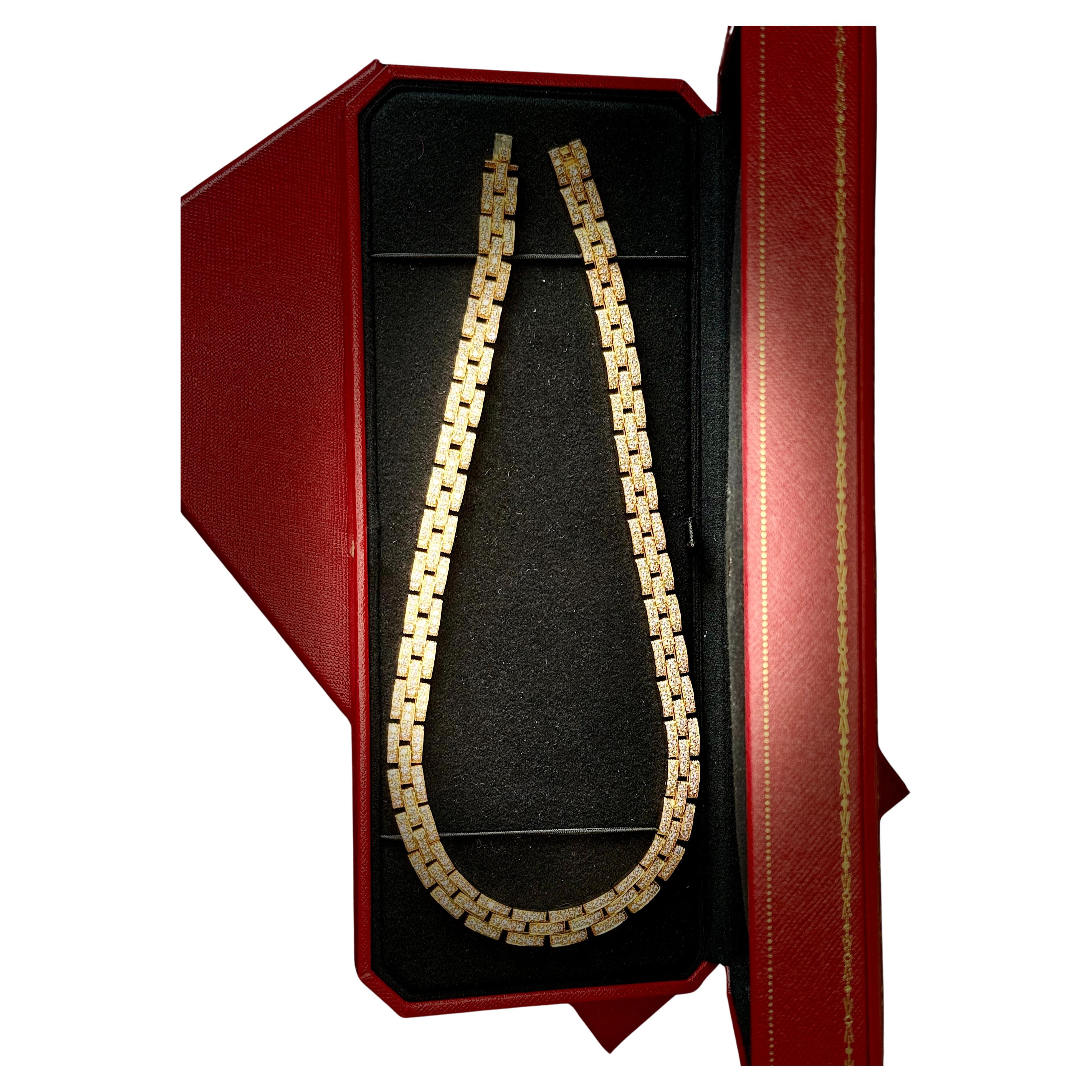 Cartier Maillon Panthere Collectional 
vers 1990
17 pouces 
15,02 Total diamant
91 g d'or 18k
Poinçon Cartier 654462 750 
Autres marques françaises.
Livré avec une grande boîte rectangulaire de Cartier, une pochette de rangement souple pour le