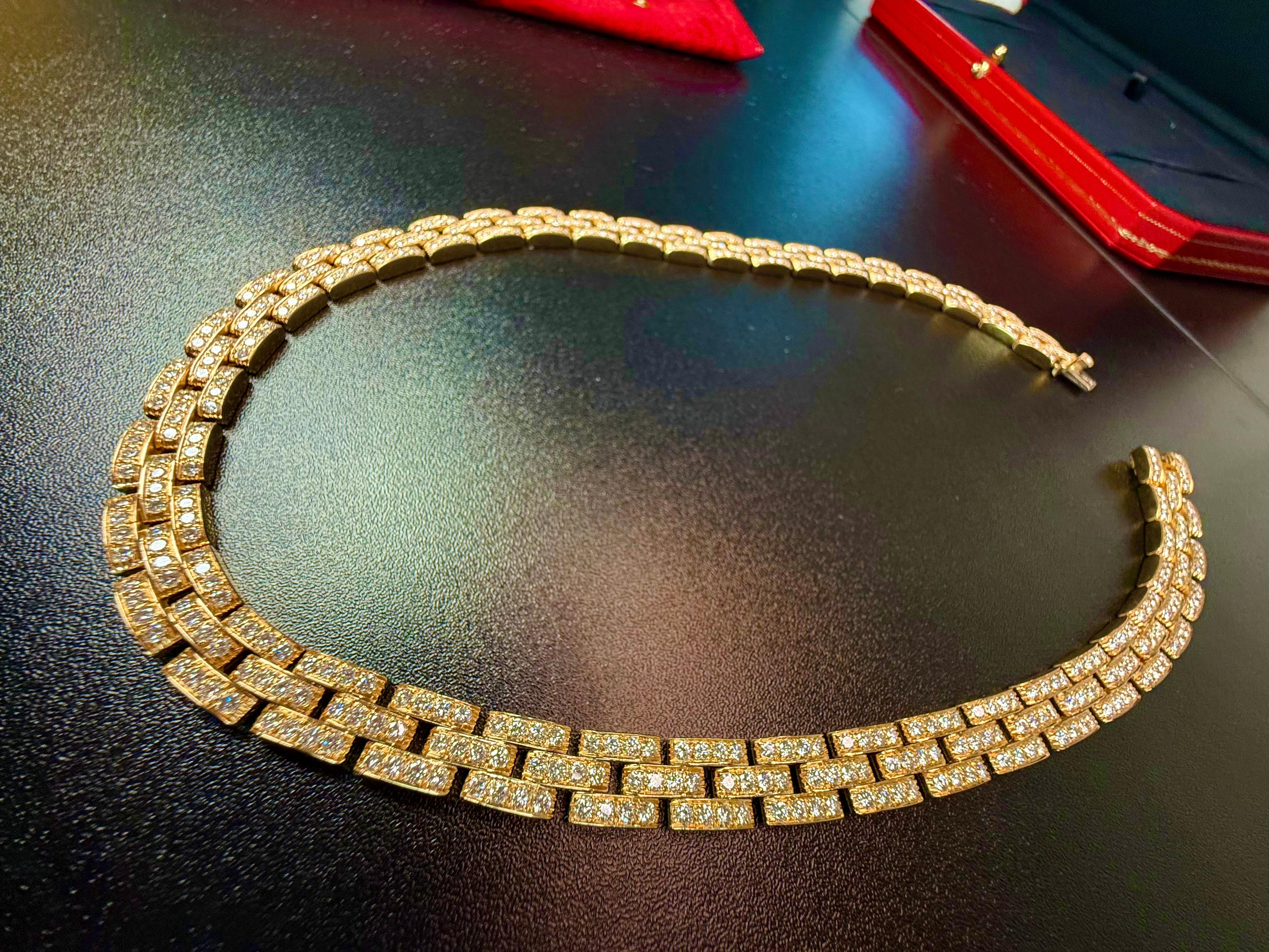 Collier de diamants Panthère de Cartier Paris Or jaune Bon état - En vente à Beverly Hills, CA