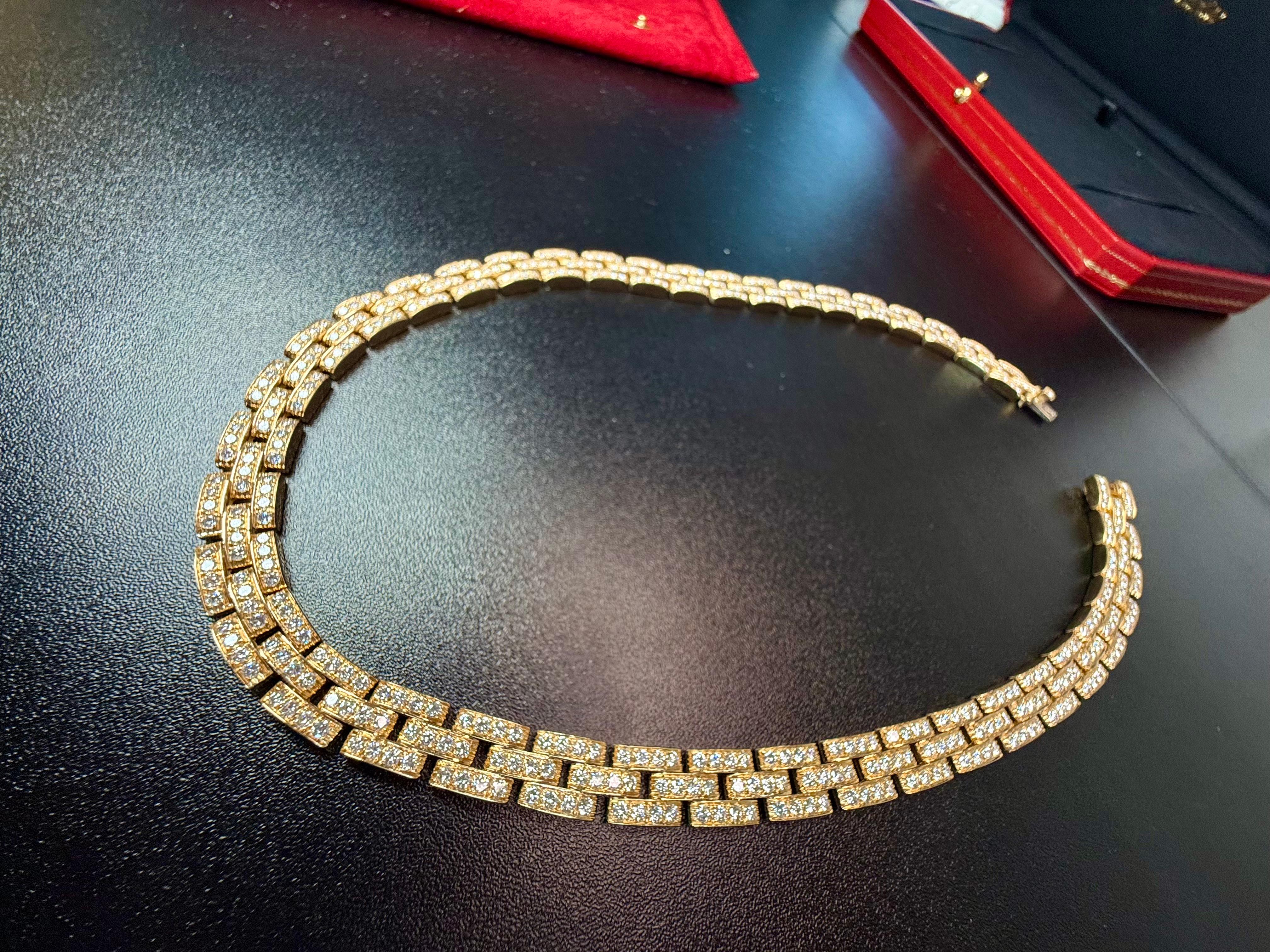 Collier de diamants Panthère de Cartier Paris Or jaune en vente 4