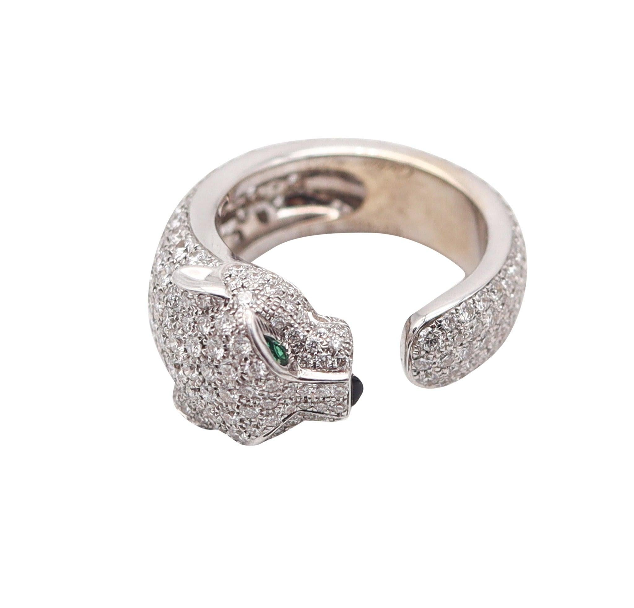 CARTIER Anillo Panthere París De Oro Blanco De 18 Quilates Con 4,75 Quilates De Diamantes VVS Corte brillante en venta