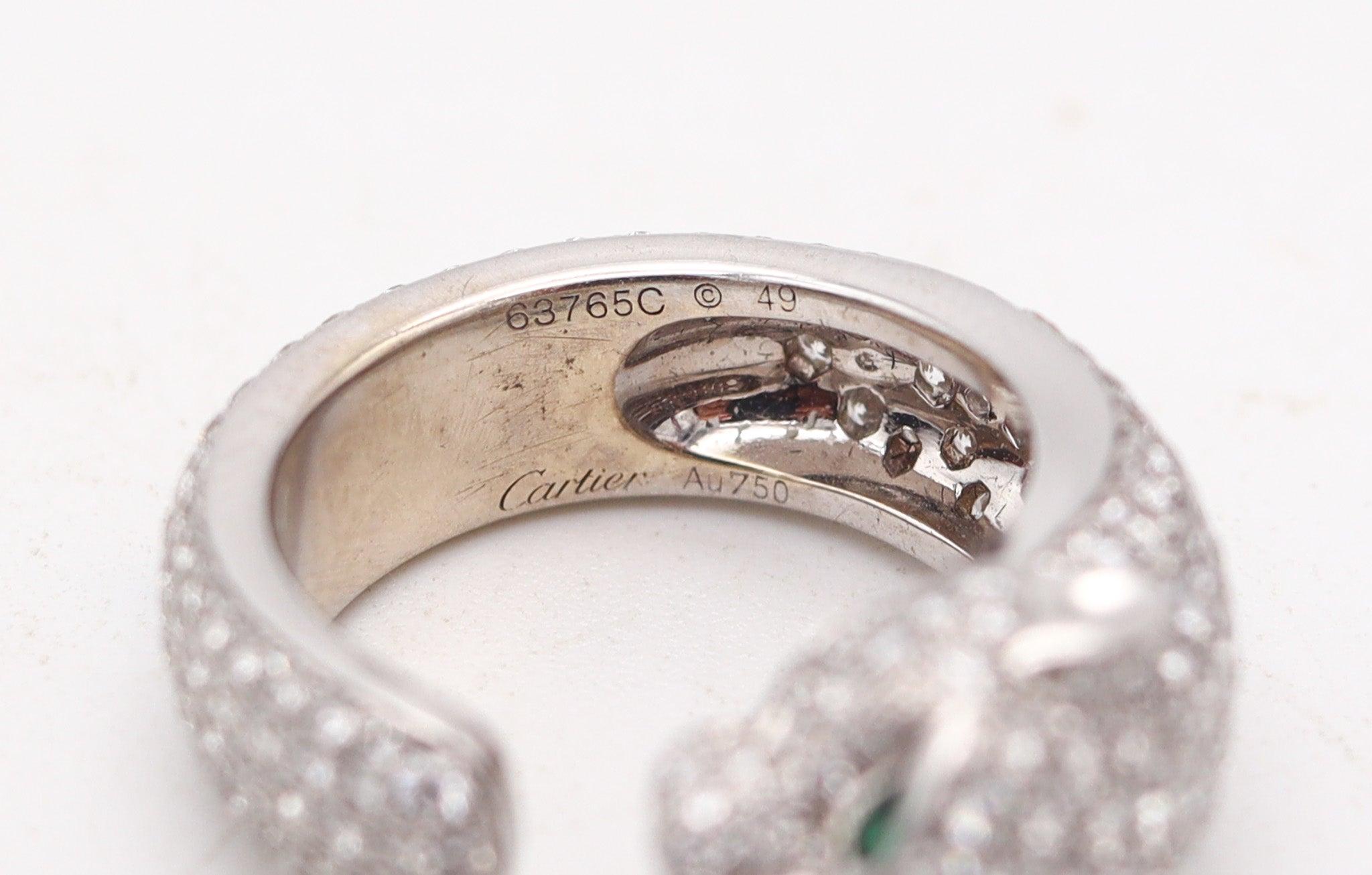 CARTIER Anillo Panthere París De Oro Blanco De 18 Quilates Con 4,75 Quilates De Diamantes VVS en Excelente estado para la venta en Miami, FL