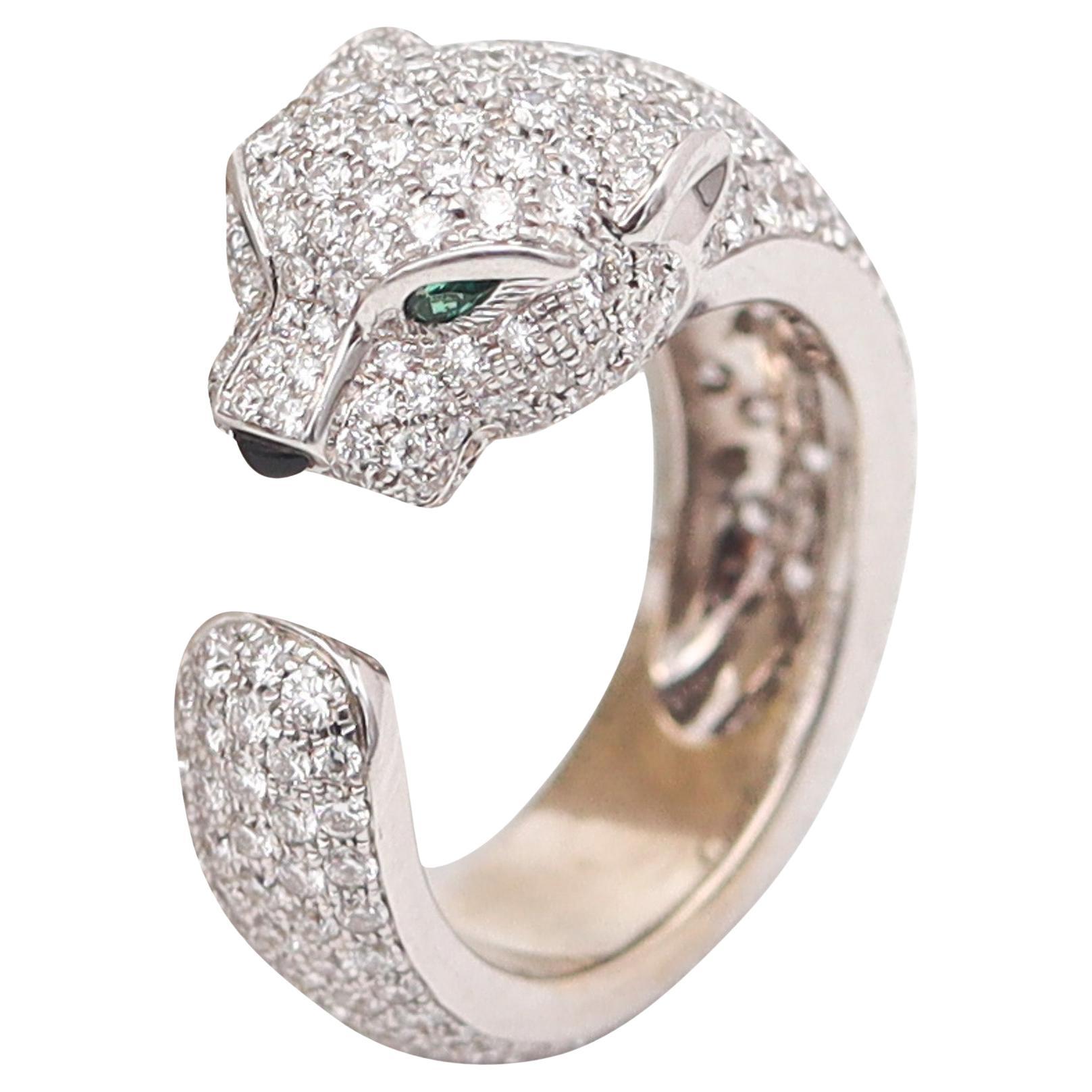 CARTIER Paris Panthere Ring In 18Kt White Gold With 4.75 Ctw In VVS Diamonds