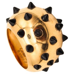 Cartier Paris Panthere Spike Ring In 18Kt Yellow Gold With Carved Onyxes