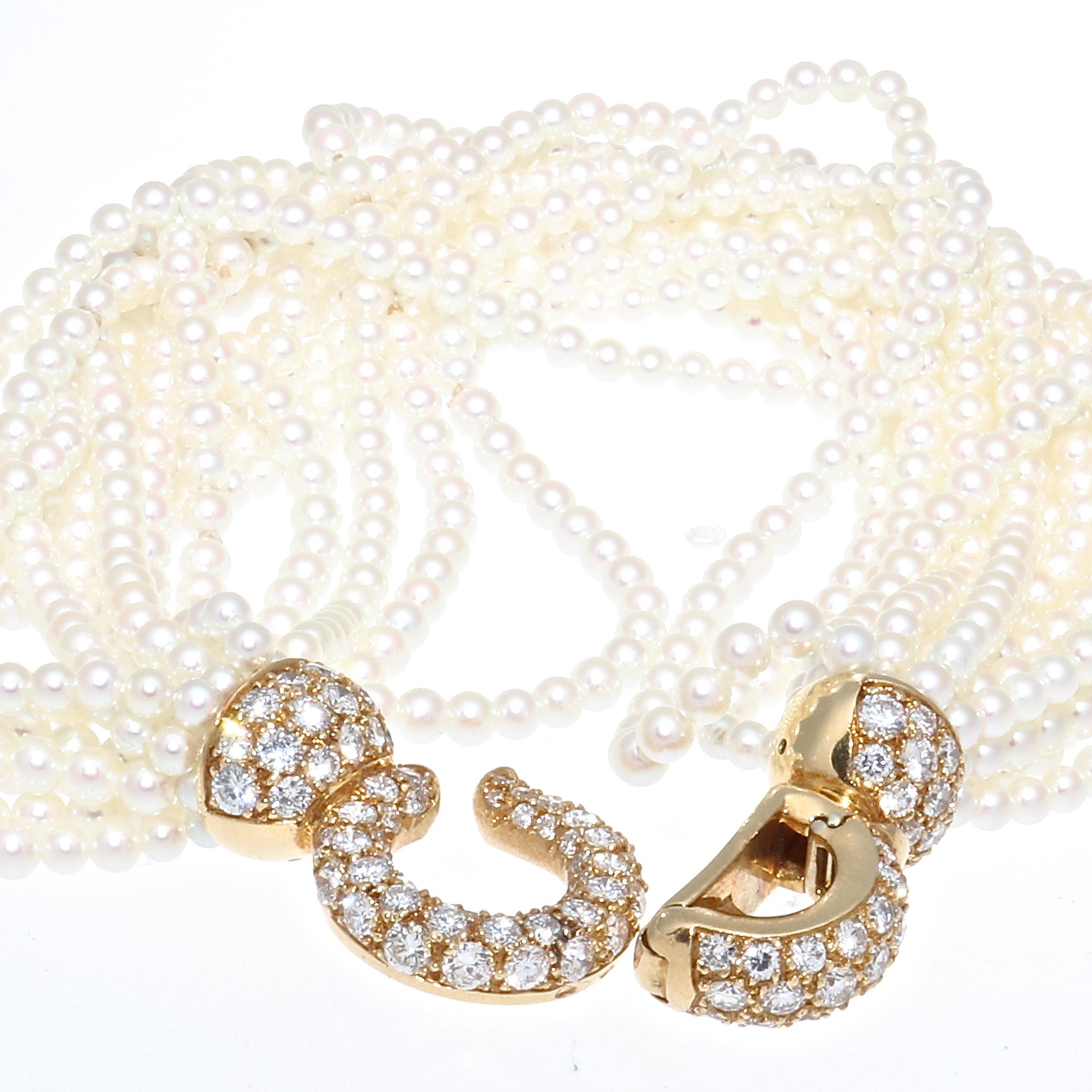 Cartier Paris Pearl Diamond Gold Bracelet In Excellent Condition In Beverly Hills, CA