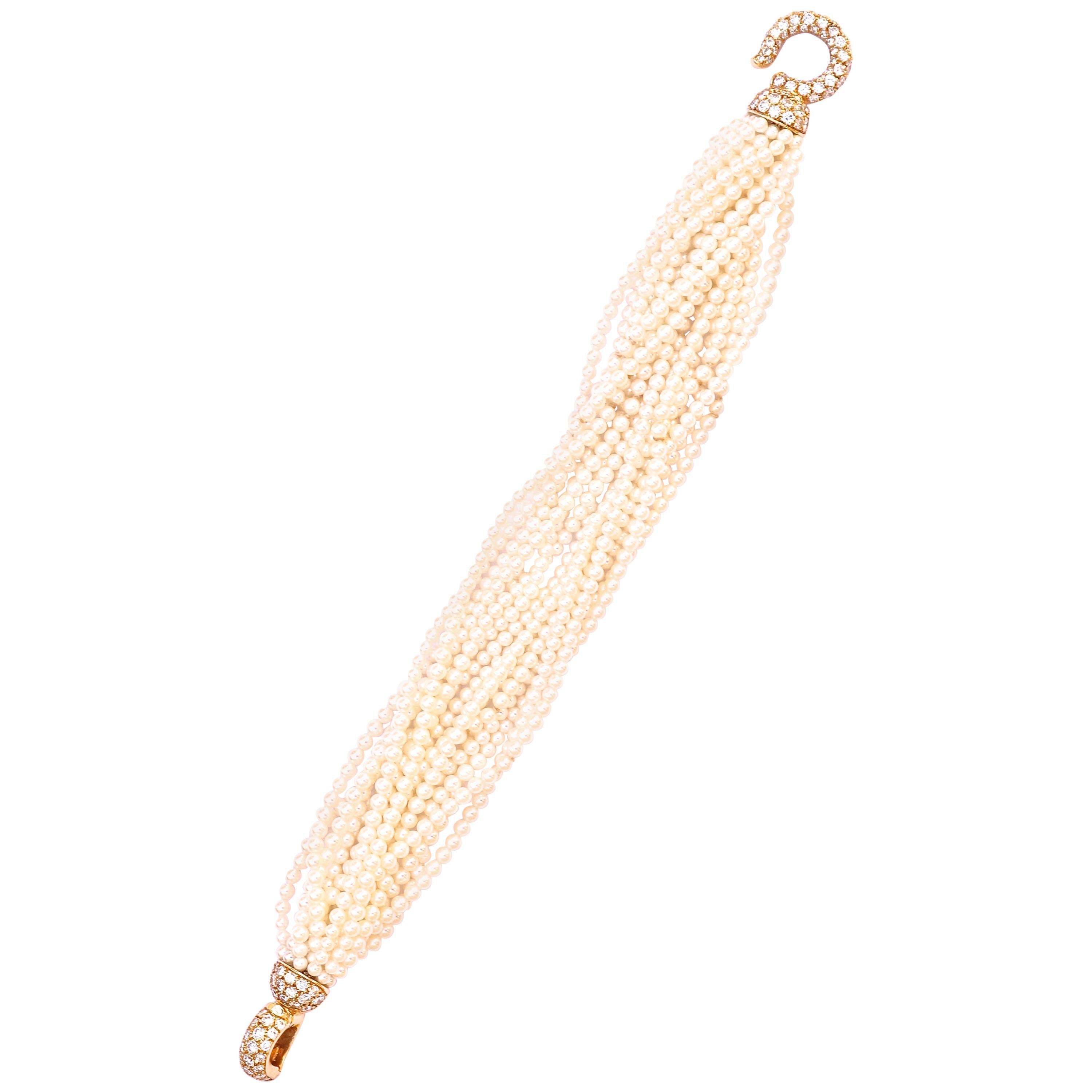 Cartier Paris Pearl Diamond Gold Bracelet