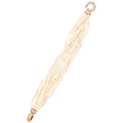 Cartier Paris Pearl Diamond Gold Bracelet