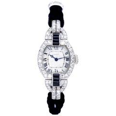 Cartier Paris Platinum Diamond Onyx Art Deco Wristwatch, 1920s