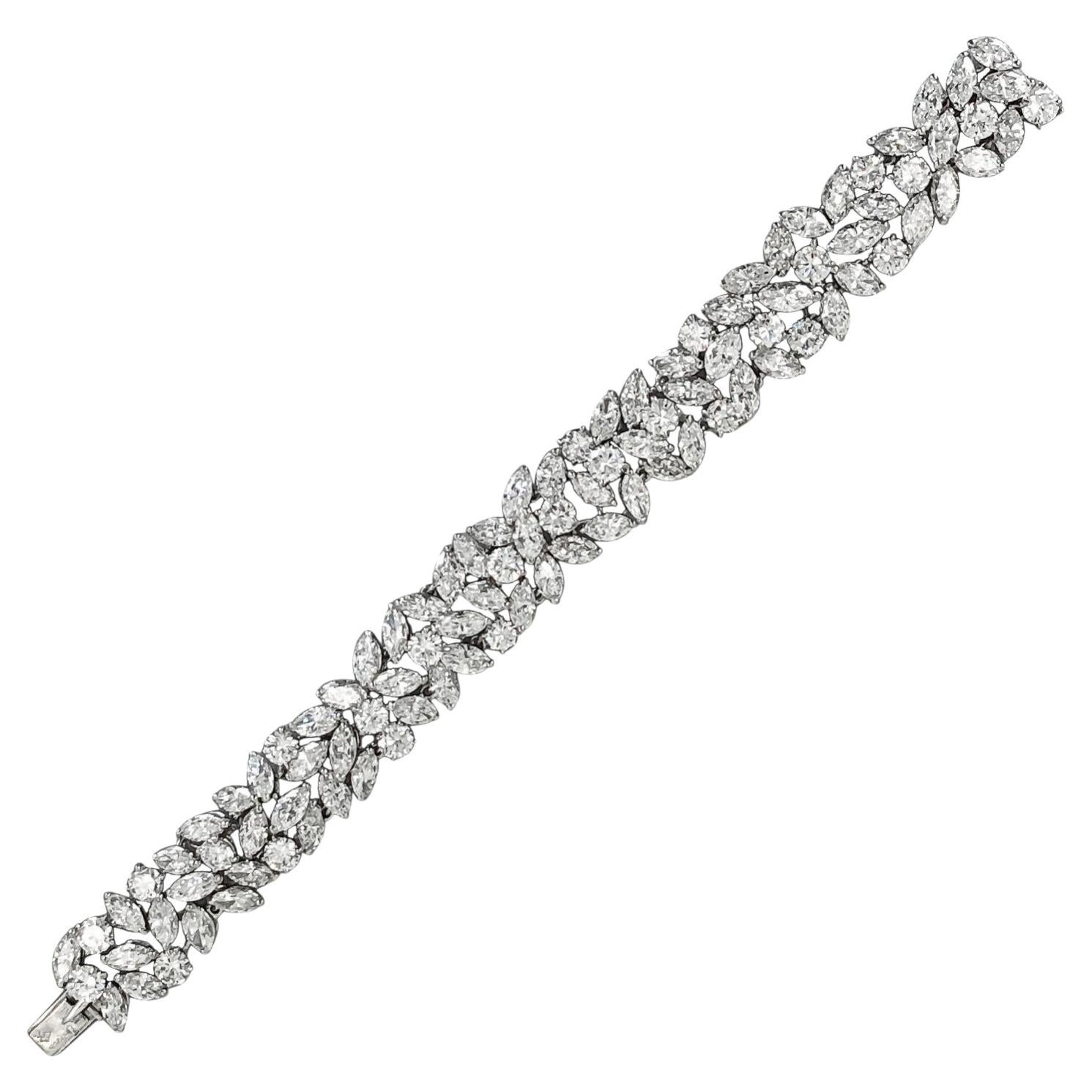 CARTIER PARIS Platin, Marquise und runde Diamanten Armband