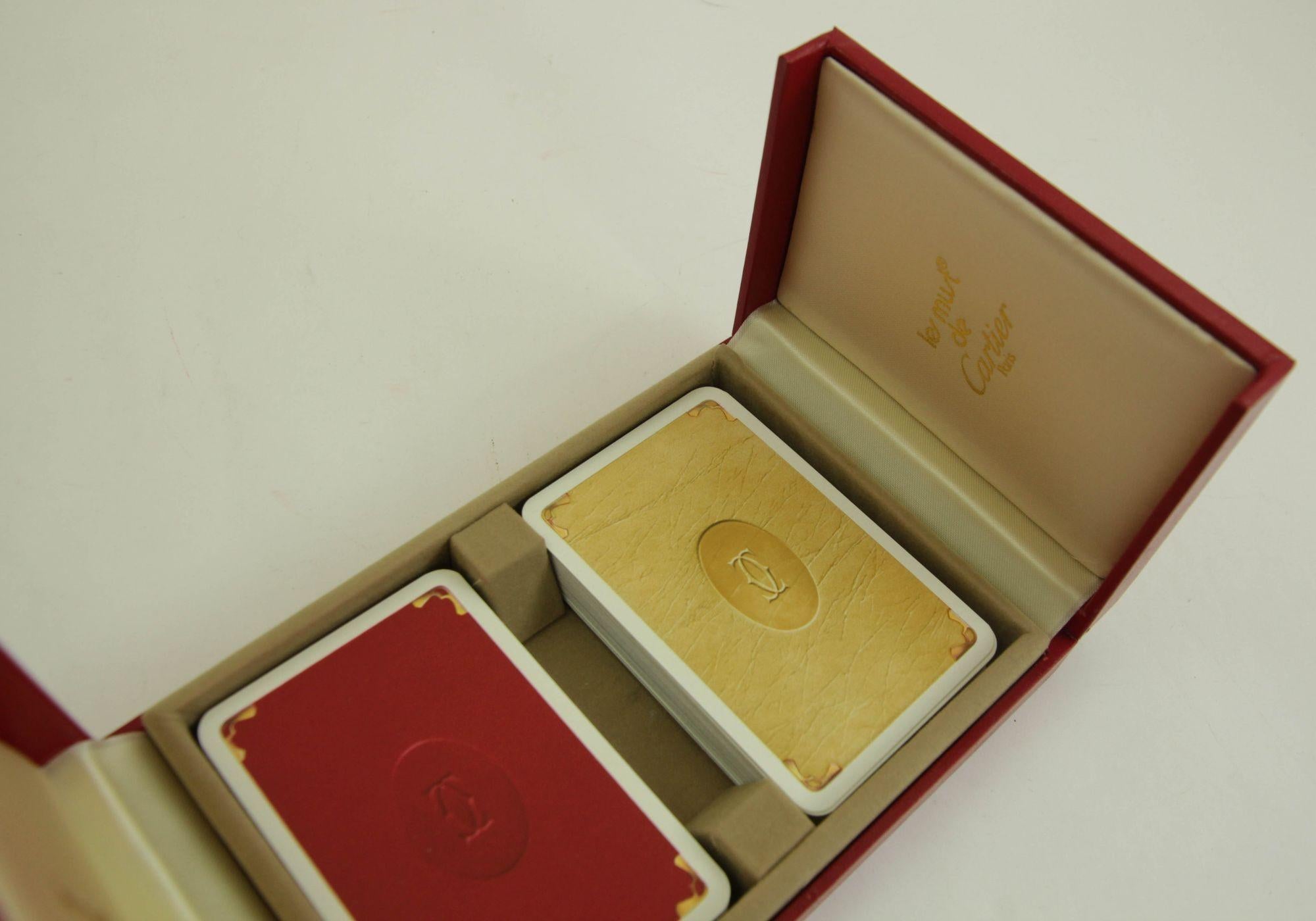 Art Deco Cartier Paris Poker or Bridge Cards in Red Original Box Vintage 1970 For Sale