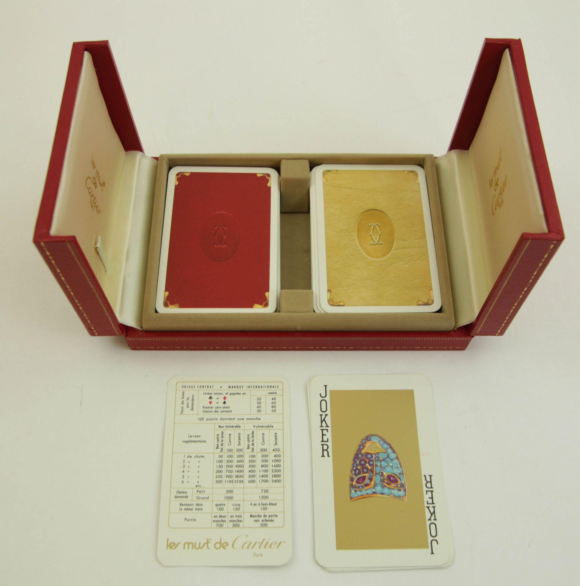 French Cartier Paris Poker or Bridge Cards in Red Original Box Vintage 1970 For Sale