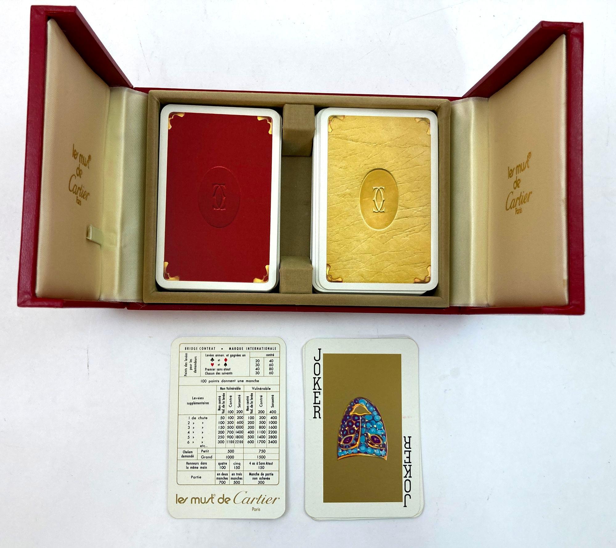 Cartier Paris Poker or Bridge Cards in Red Original Box Vintage 1970 In Good Condition For Sale In North Hollywood, CA