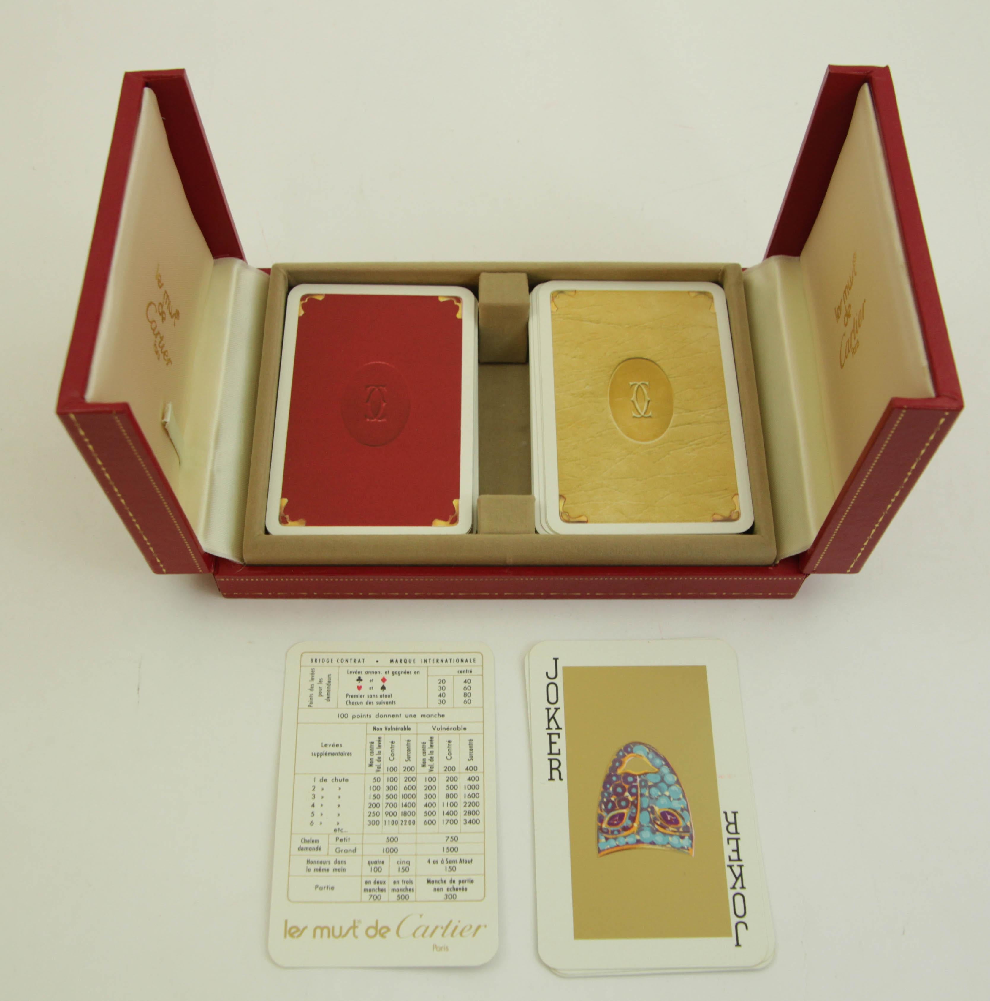 Women's or Men's Cartier Paris Poker or Bridge Cards in Red Original Box Vintage 1970 For Sale