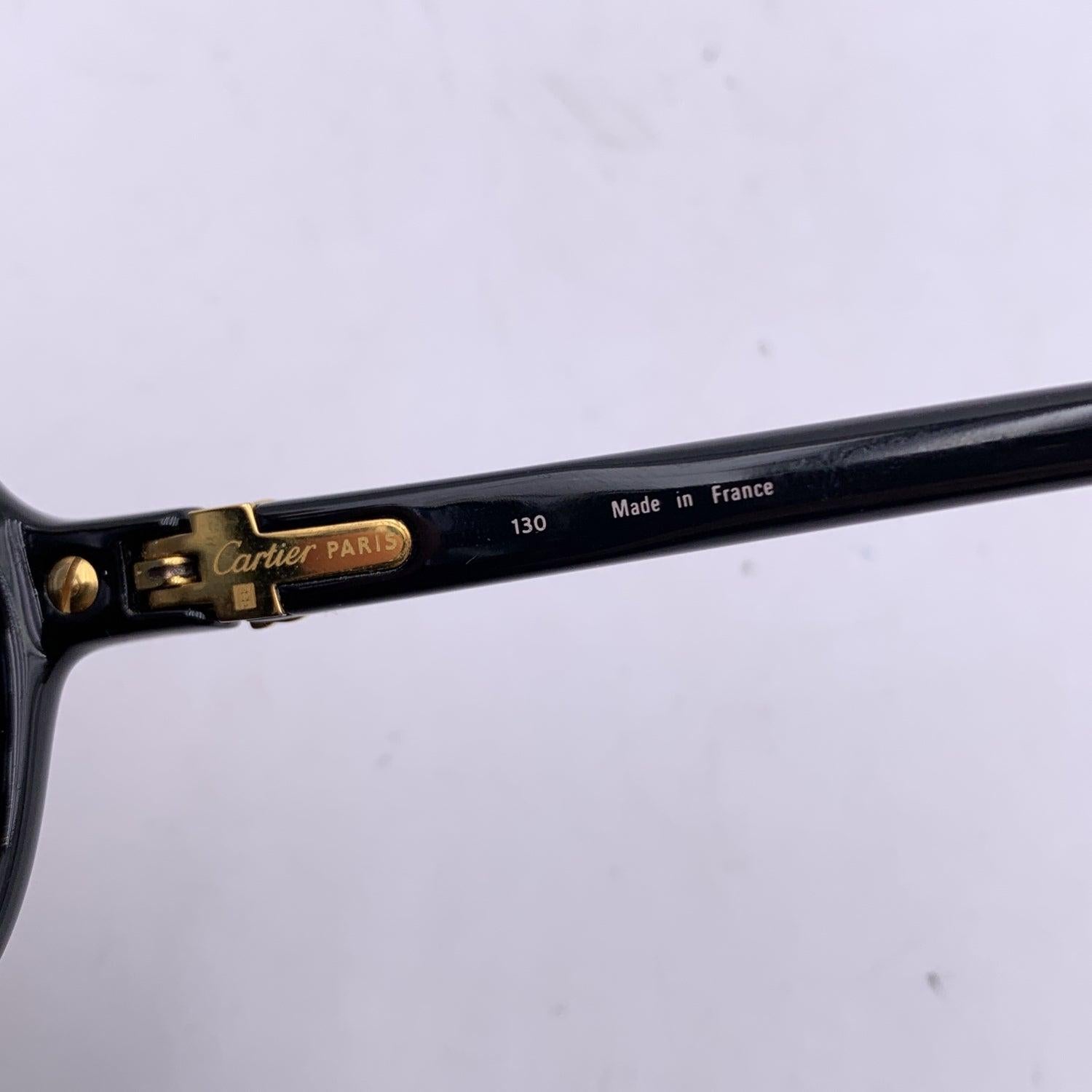 Cartier Paris Rare 1991 Vintage Black Sunglasses Diabolo 18K Gold In Excellent Condition In Rome, Rome