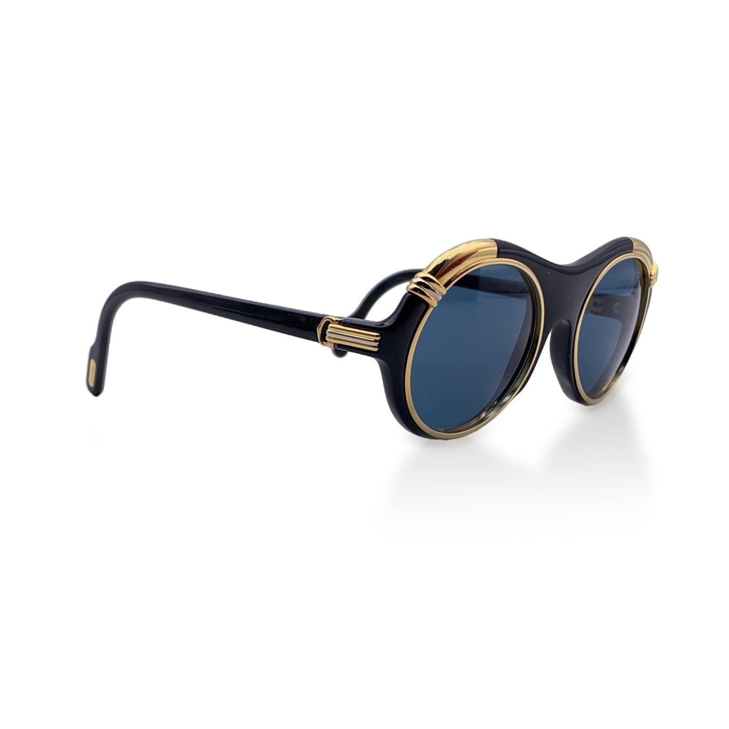 Cartier Paris Rare 1991 Vintage Black Sunglasses Diabolo 18K Gold 1