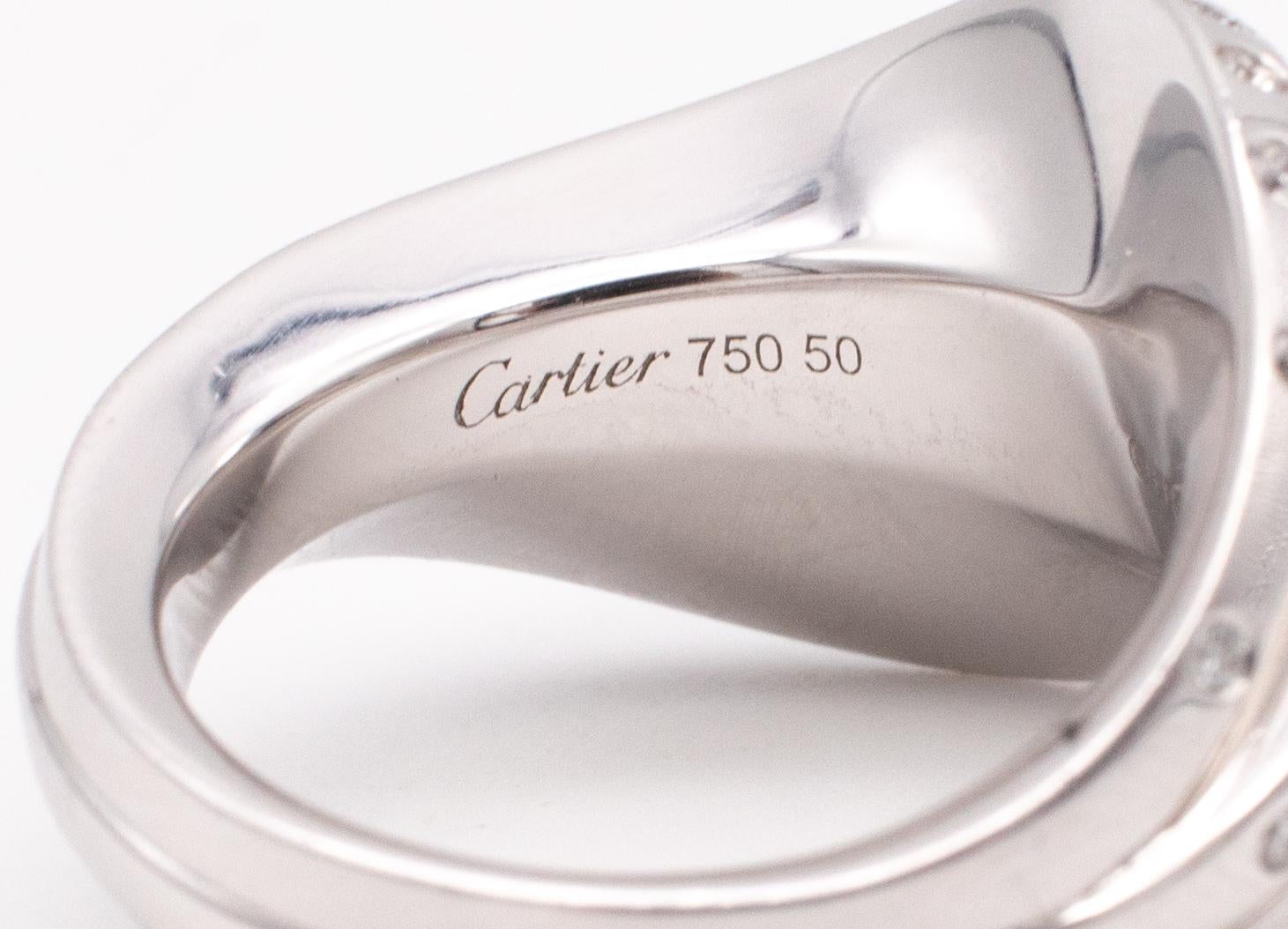 Cartier Paris Bague rare Nouberg Berg en or blanc 18 carats avec 1,12 carat de diamants VS Excellent état - En vente à Miami, FL
