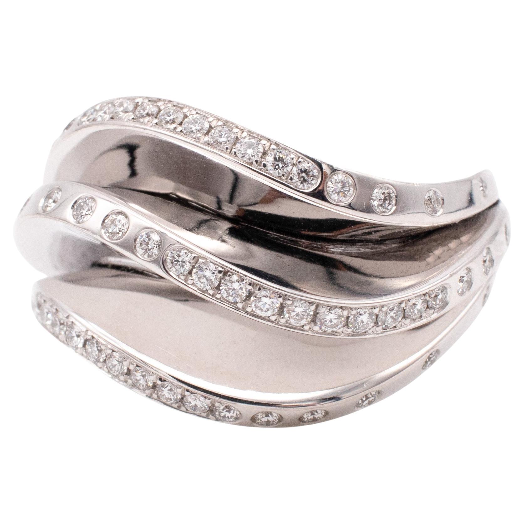 Cartier Paris Rare Nouberg Berg Ring 18Kt White Gold with 1.12 Cts VS Diamonds For Sale