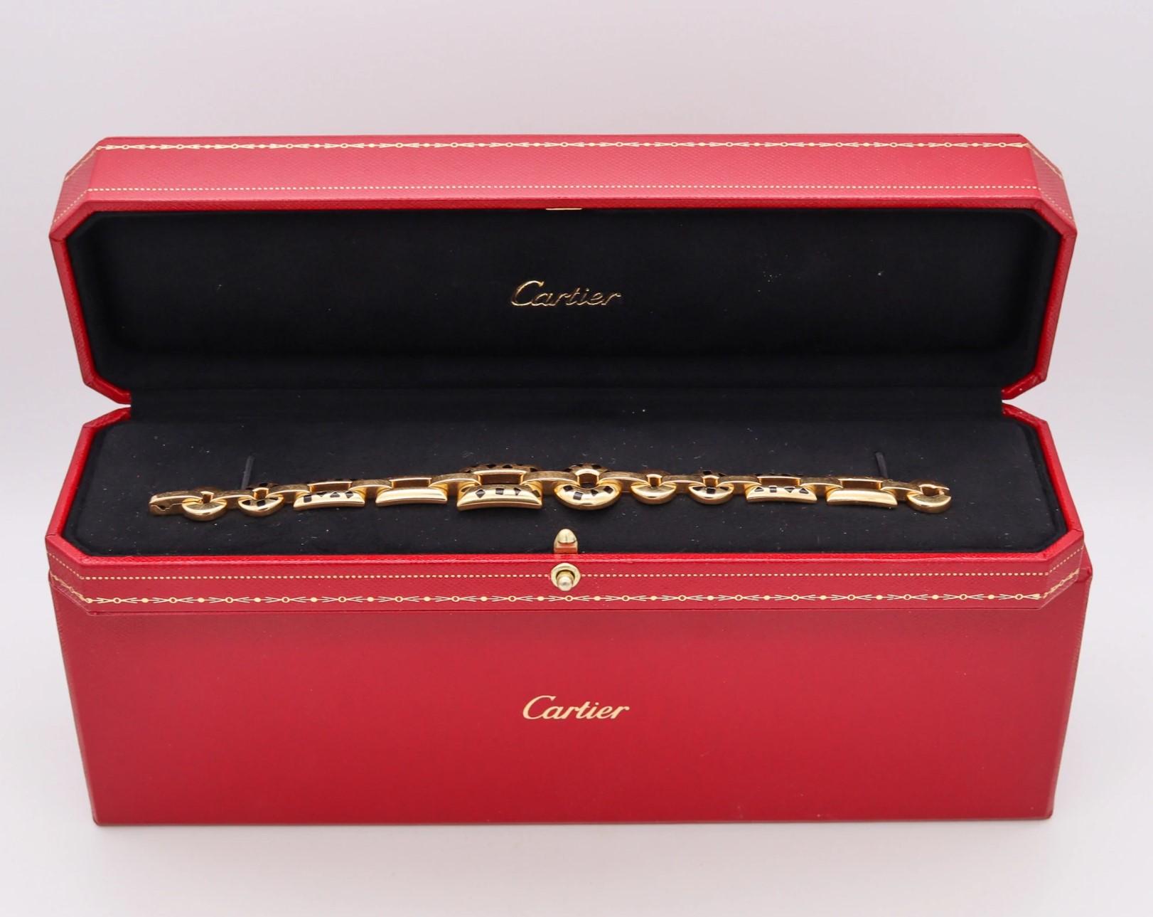 Cartier Bracelet rare Pelage Panthère en or jaune 18 carats et émail noir, Paris Unisexe en vente
