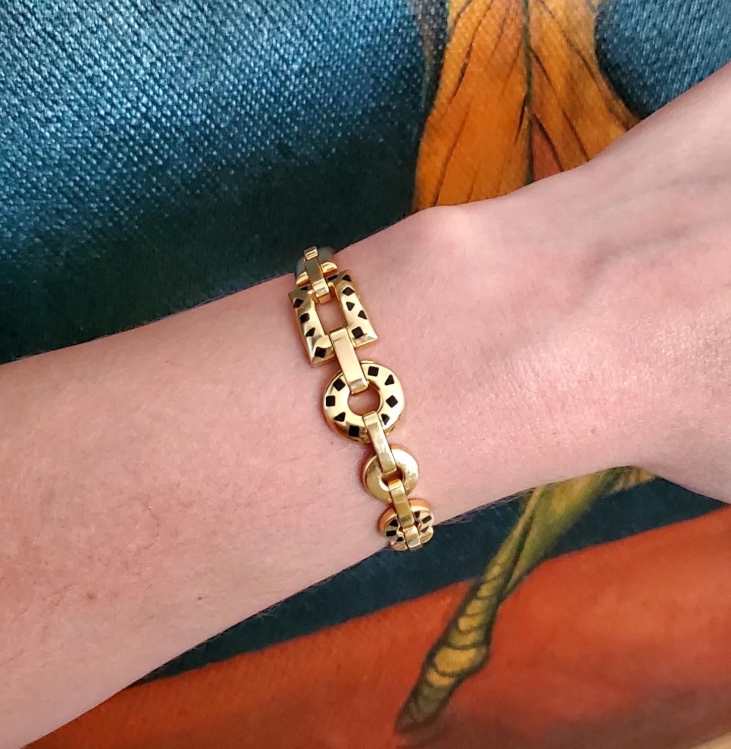 Contemporary Cartier Paris Rare Pelage Panthere Bracelet in 18Kt Yellow Gold And Black Enamel