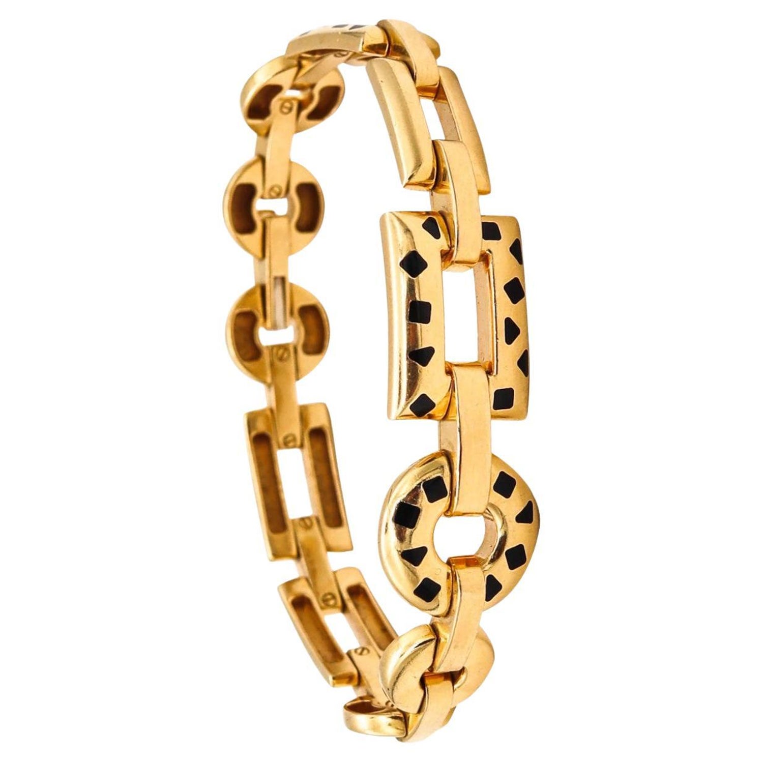Cartier Paris Rare Pelage Panthere Bracelet in 18Kt Yellow Gold And Black  Enamel For Sale at 1stDibs