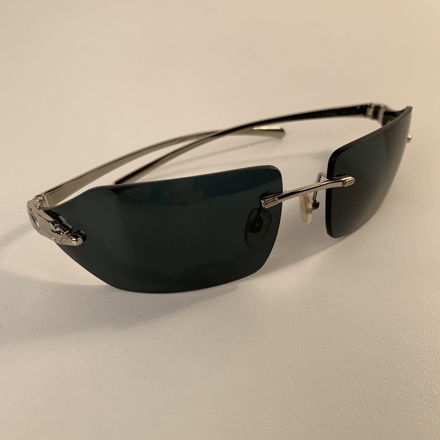 MATERIAL: Silver COLOR: Blue/Gray MODEL: Panthere GENDER: Adult Unisex SIZE: Medium Condition A+ - MINT Mint item. Never worn or used - they will come with a Generic case Measurements TEMPLE MAX. LENGTH: 110 mm EYE / LENS MAX. WIDTH: 65 mm EYE /