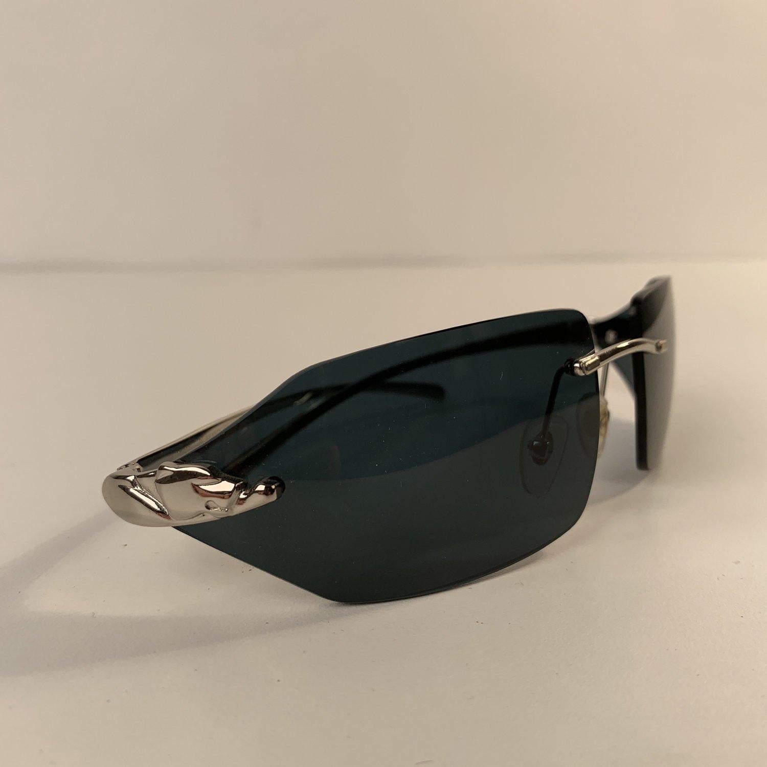 Black Cartier Paris Rare Rimless Sunglasses Panthere T8200914 Platinum 110