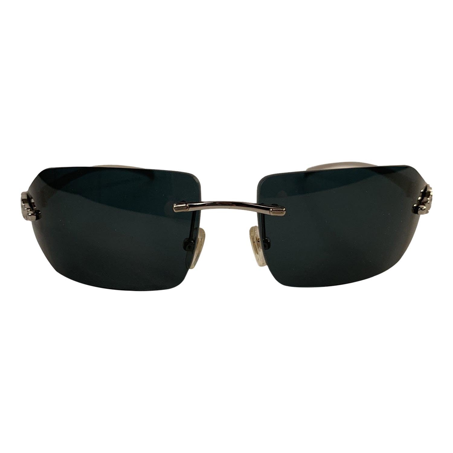 Cartier Paris Rare Rimless Sunglasses Panthere T8200914 Platinum 110
