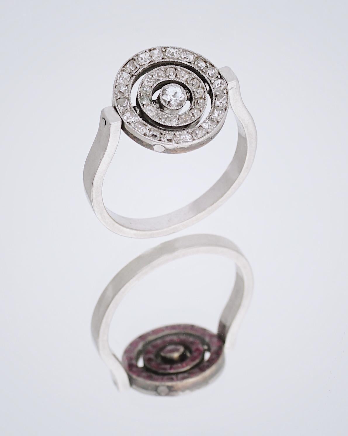 Cartier Paris, Rare Ruby and Diamond Swivelling Ring, C. 1910 For Sale ...