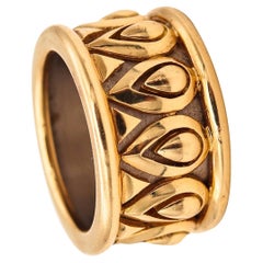 Vintage Cartier Paris Rare Tanjore Band Ring in Two Tones of 18Kt Gold