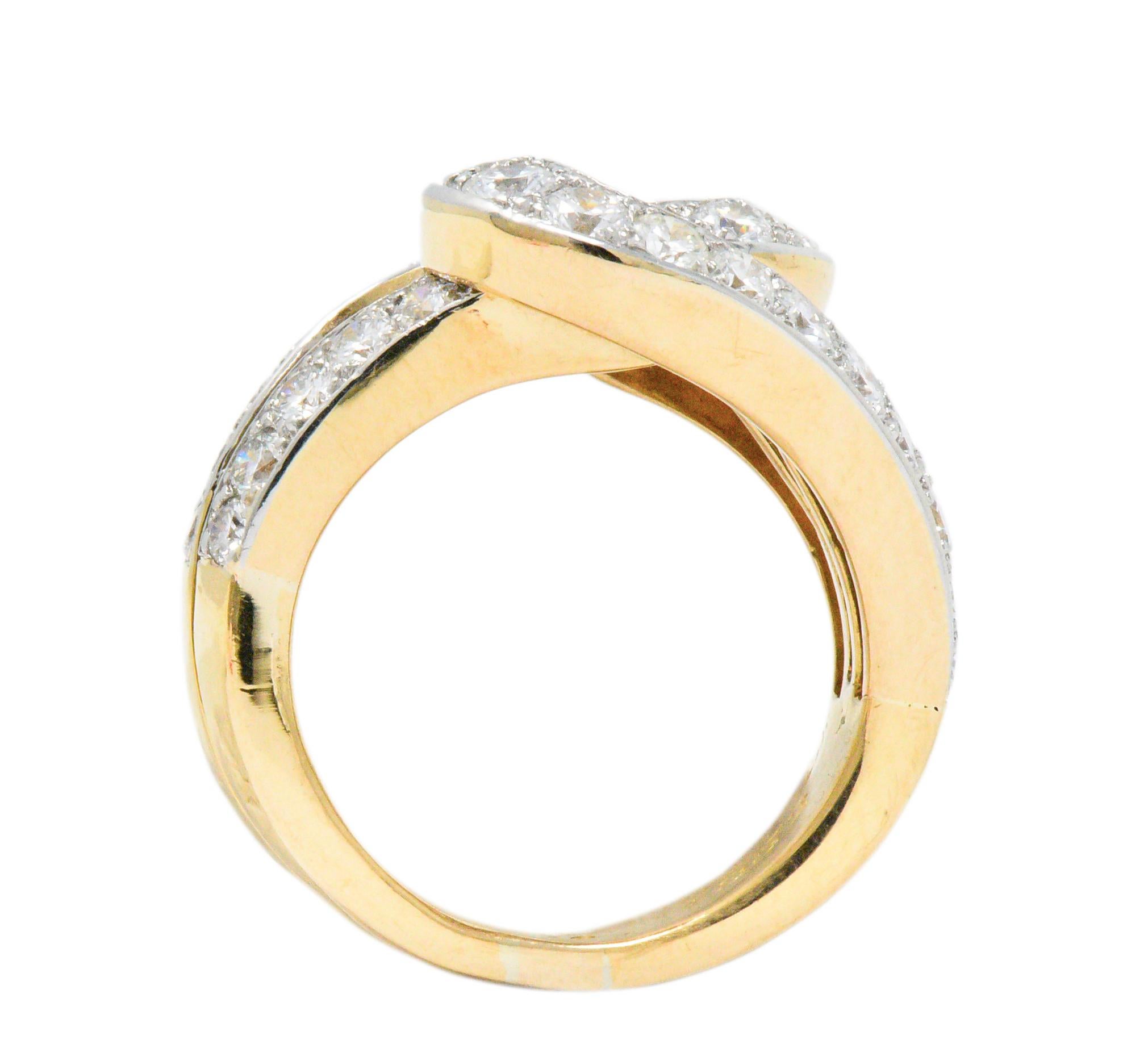 Women's or Men's Cartier Paris Retro 3.00 CTW Diamond Platinum-Topped 18 Karat Gold Cocktail Ring