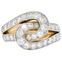 Cartier Paris Retro 3.00 CTW Diamond Platinum-Topped 18 Karat Gold Cocktail Ring