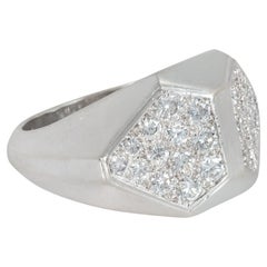 Cartier, Paris Retro Diamond and Platinum Ring of Geometric Design